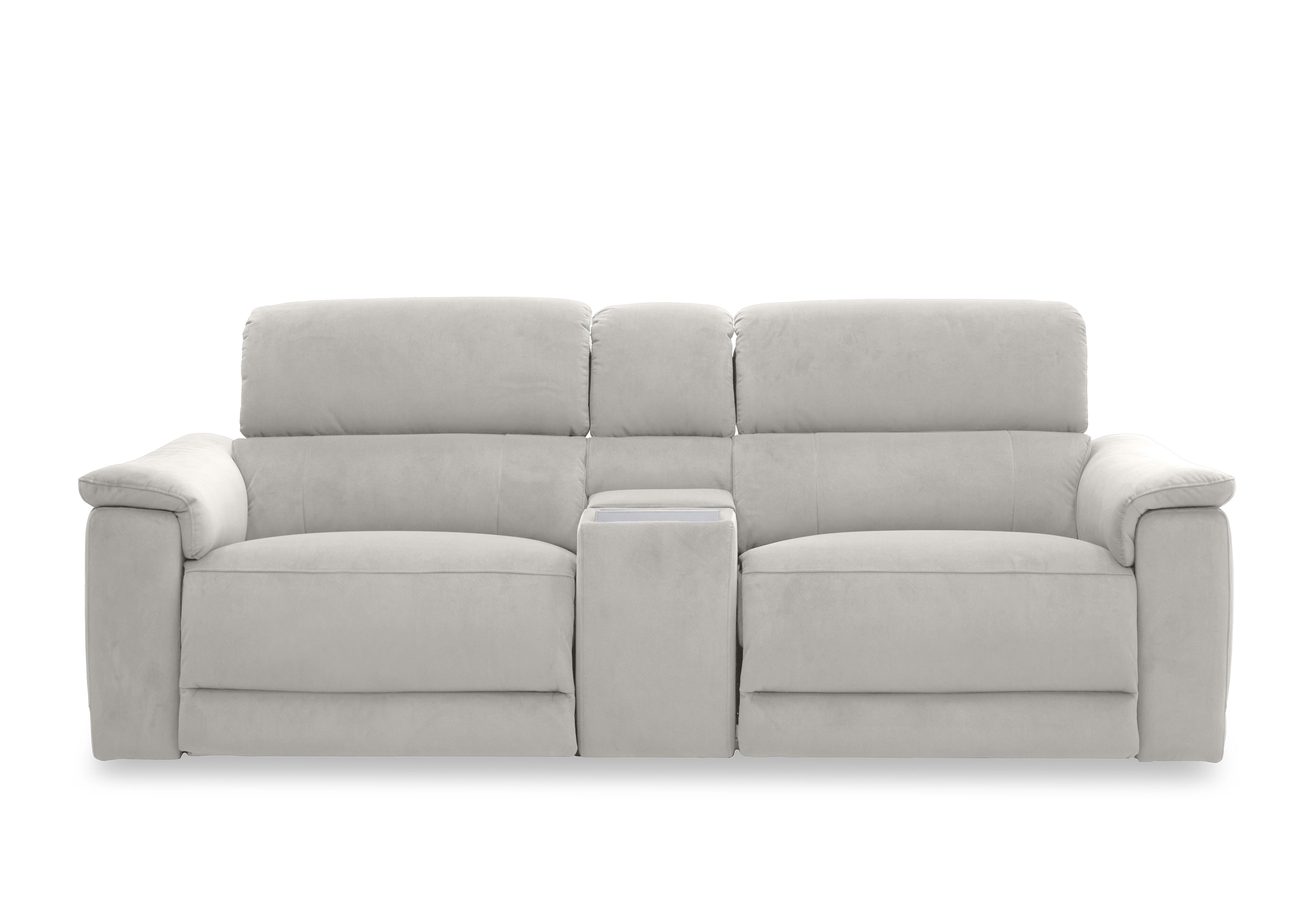 Genius Fabric 3 Seater Power Recliner Media Sofa with Power Headrests, Power Lumbar and Heated Seats in Bella Lead Grey 43451 on Furniture Village