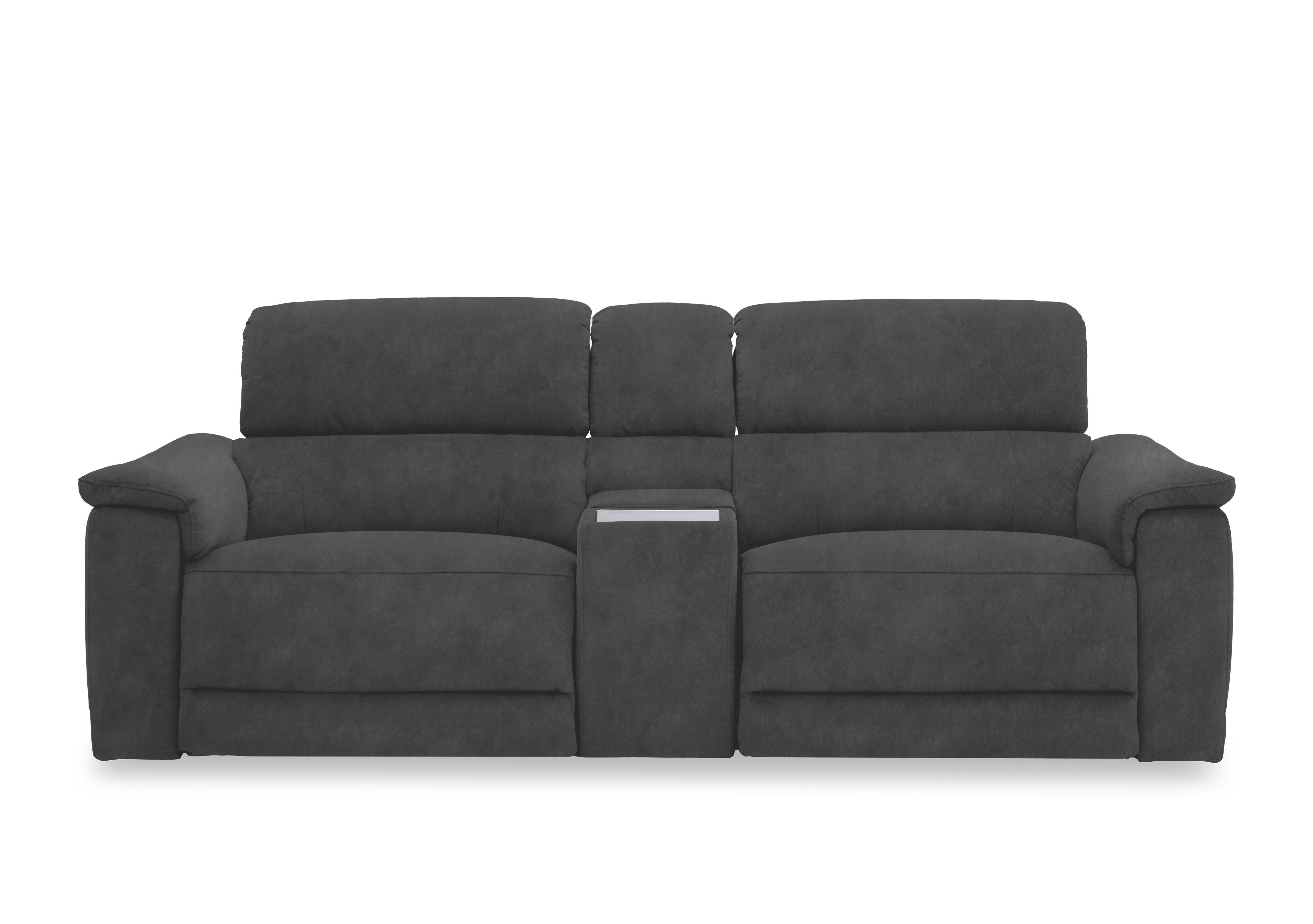 Genius Fabric 3 Seater Power Recliner Media Sofa with Power Headrests, Power Lumbar and Heated Seats in Dexter Shadow 43519 on Furniture Village