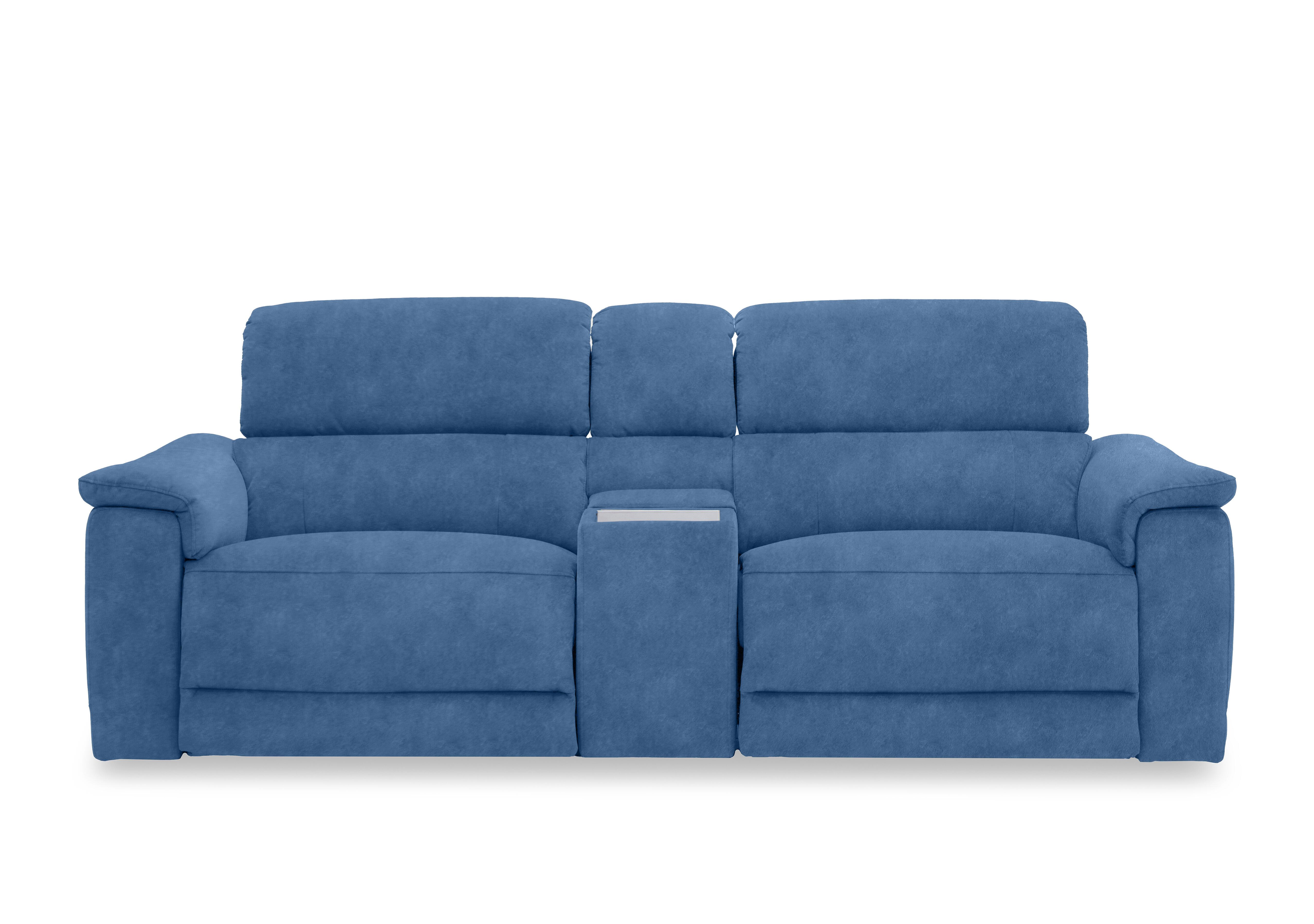 Genius Fabric 3 Seater Power Recliner Media Sofa with Power Headrests, Power Lumbar and Heated Seats in Dexter Wave 43525 on Furniture Village