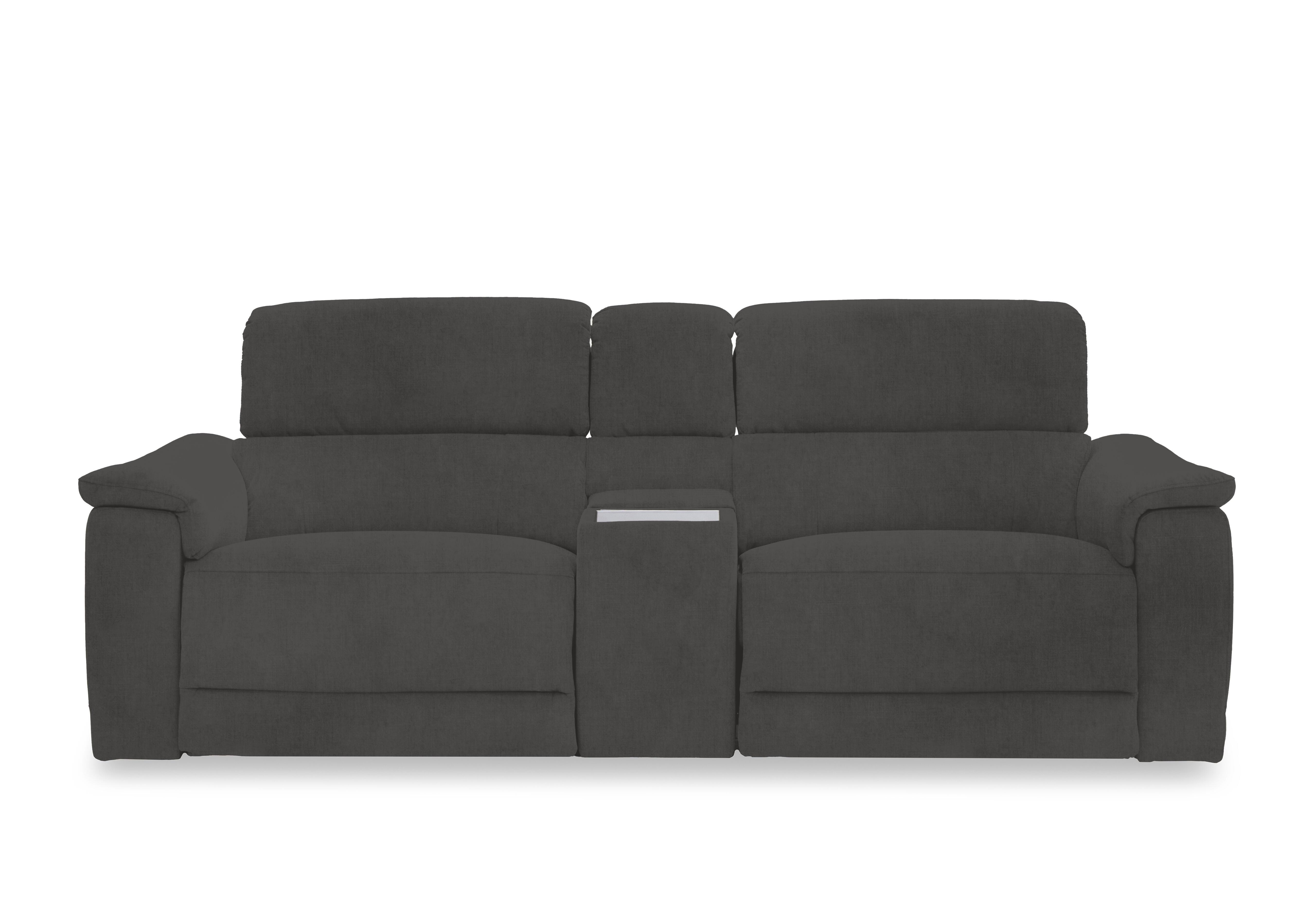 Genius Fabric 3 Seater Power Recliner Media Sofa with Power Headrests, Power Lumbar and Heated Seats in Opulence Granite 51012 on Furniture Village