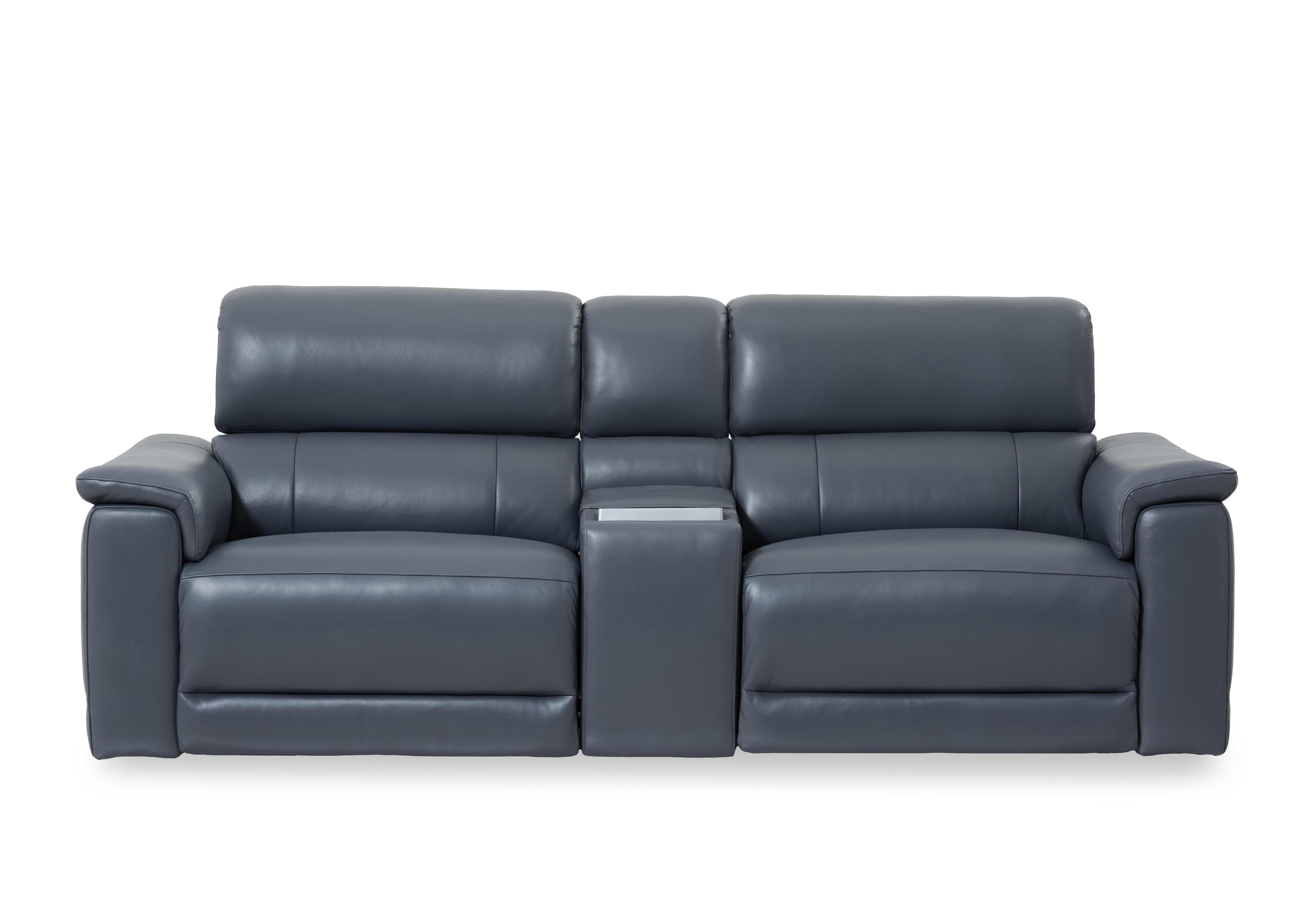 Genius Leather 3 Seater Power Recliner Media Sofa with Power Headrests, Power Lumbar and Heated Seats in Montana Lavender Gry Cat-60/18 on Furniture Village