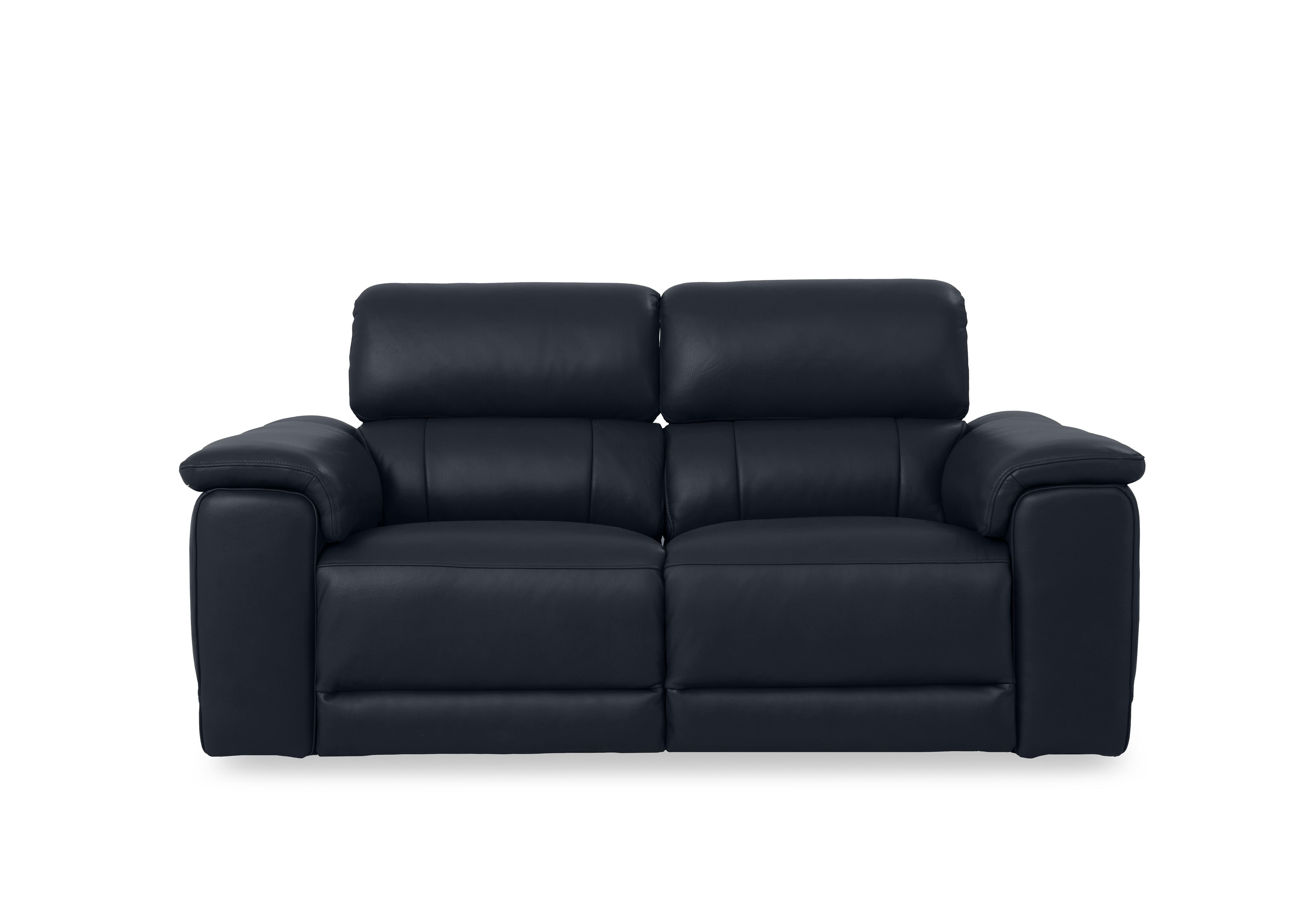 Genius Leather 3 Seater Power Recliner Sofa with Power Headrest and Bluetooth Speakers in Montana Navy Cat-60/24 on Furniture Village