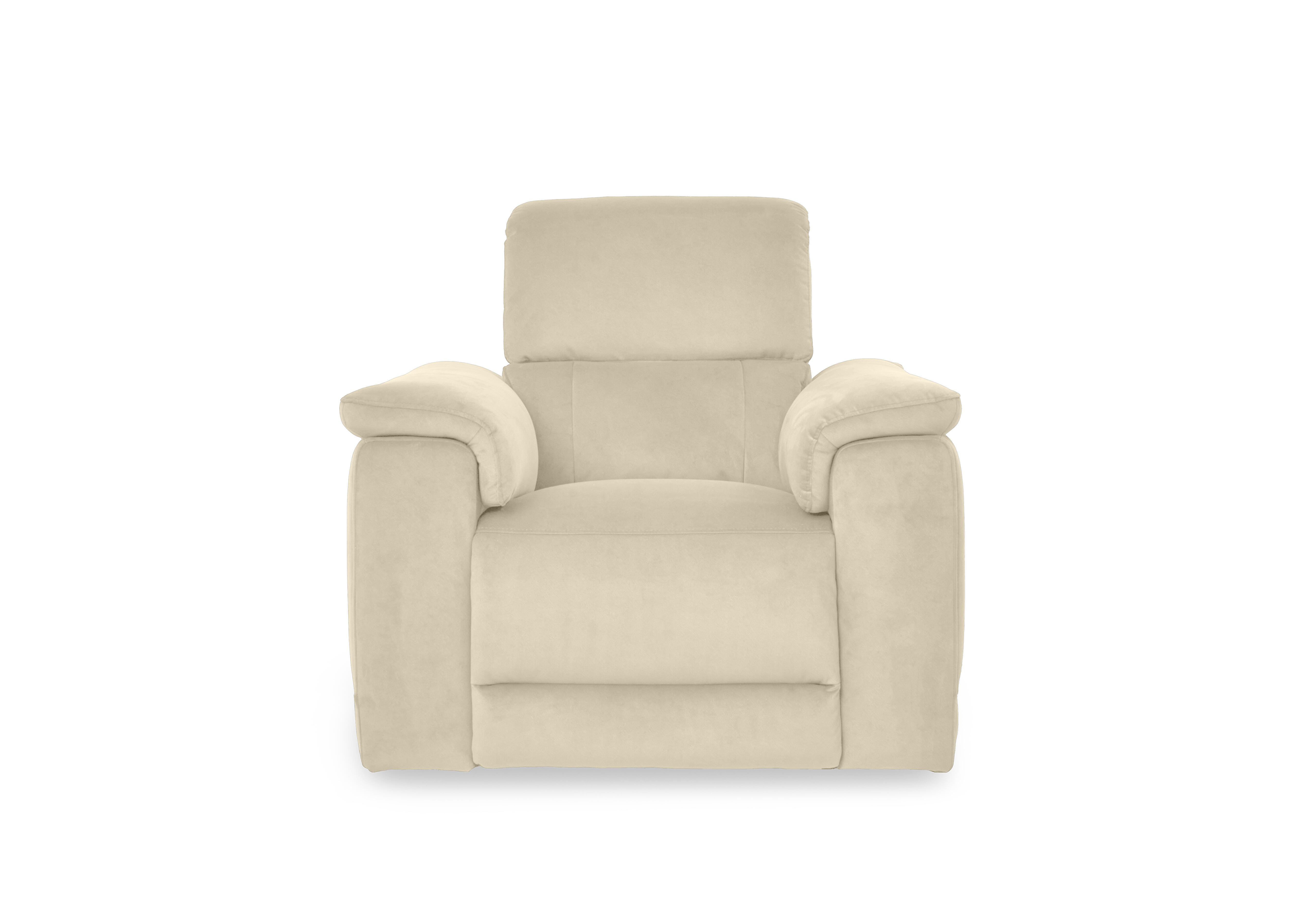 Genius Fabric Power Recliner Chair with Power Headrest and Bluetooth Speakers in Bella Barley White 43121 on Furniture Village