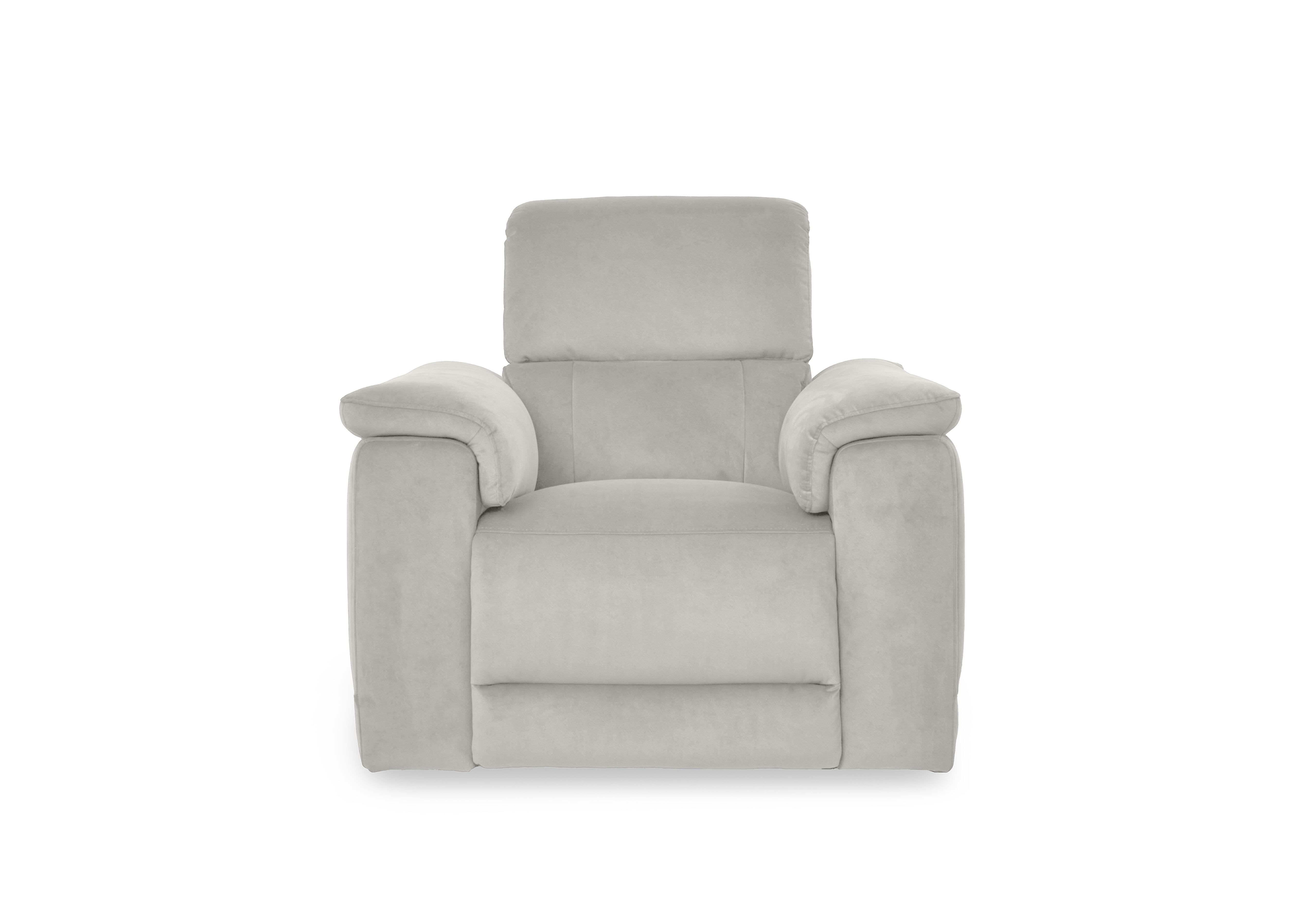 Genius Fabric Power Recliner Chair with Power Headrest and Bluetooth Speakers in Bella Lead Grey 43451 on Furniture Village