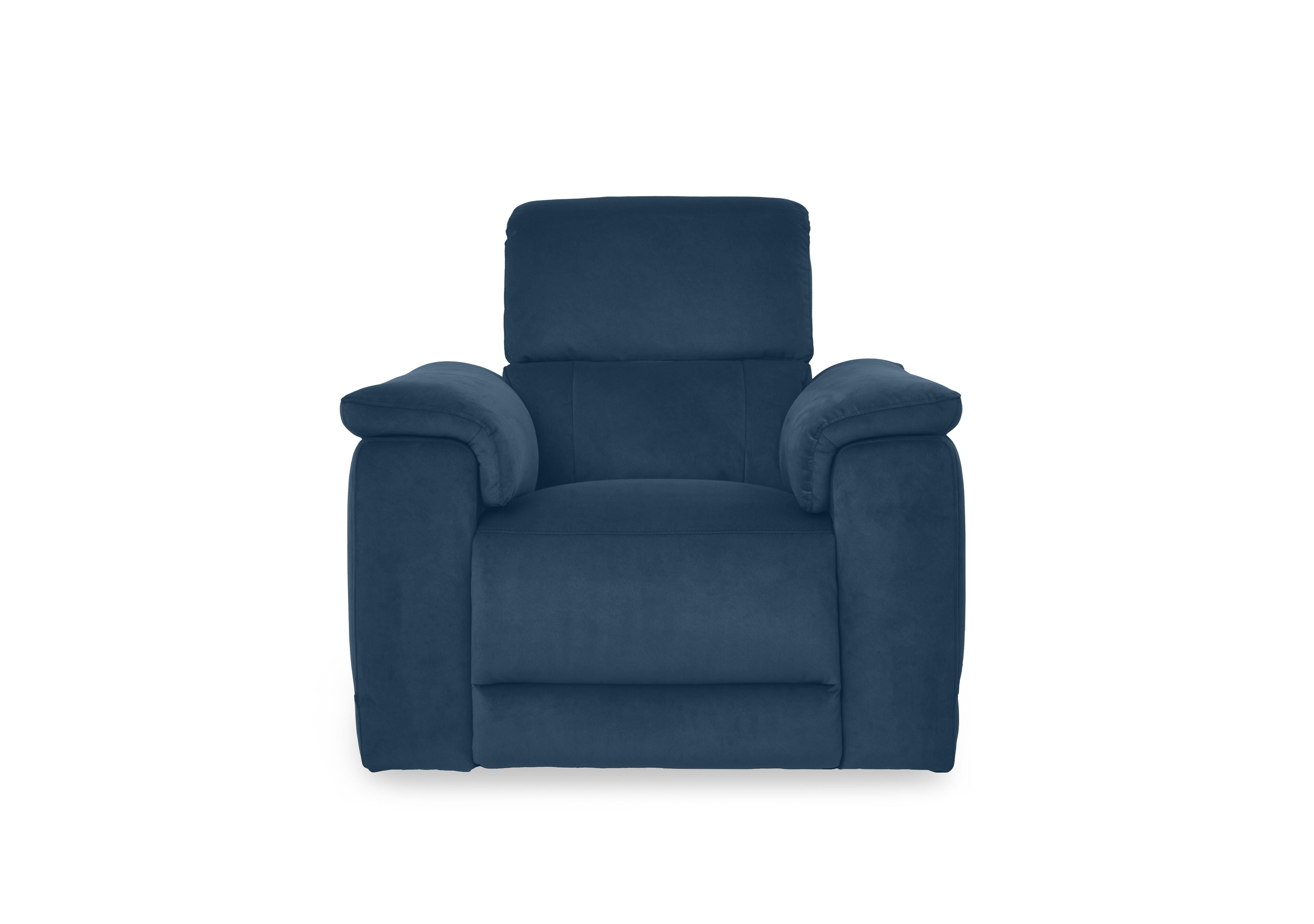 Genius Fabric Power Recliner Chair with Power Headrest and Bluetooth Speakers in Bella Navy 43330 on Furniture Village