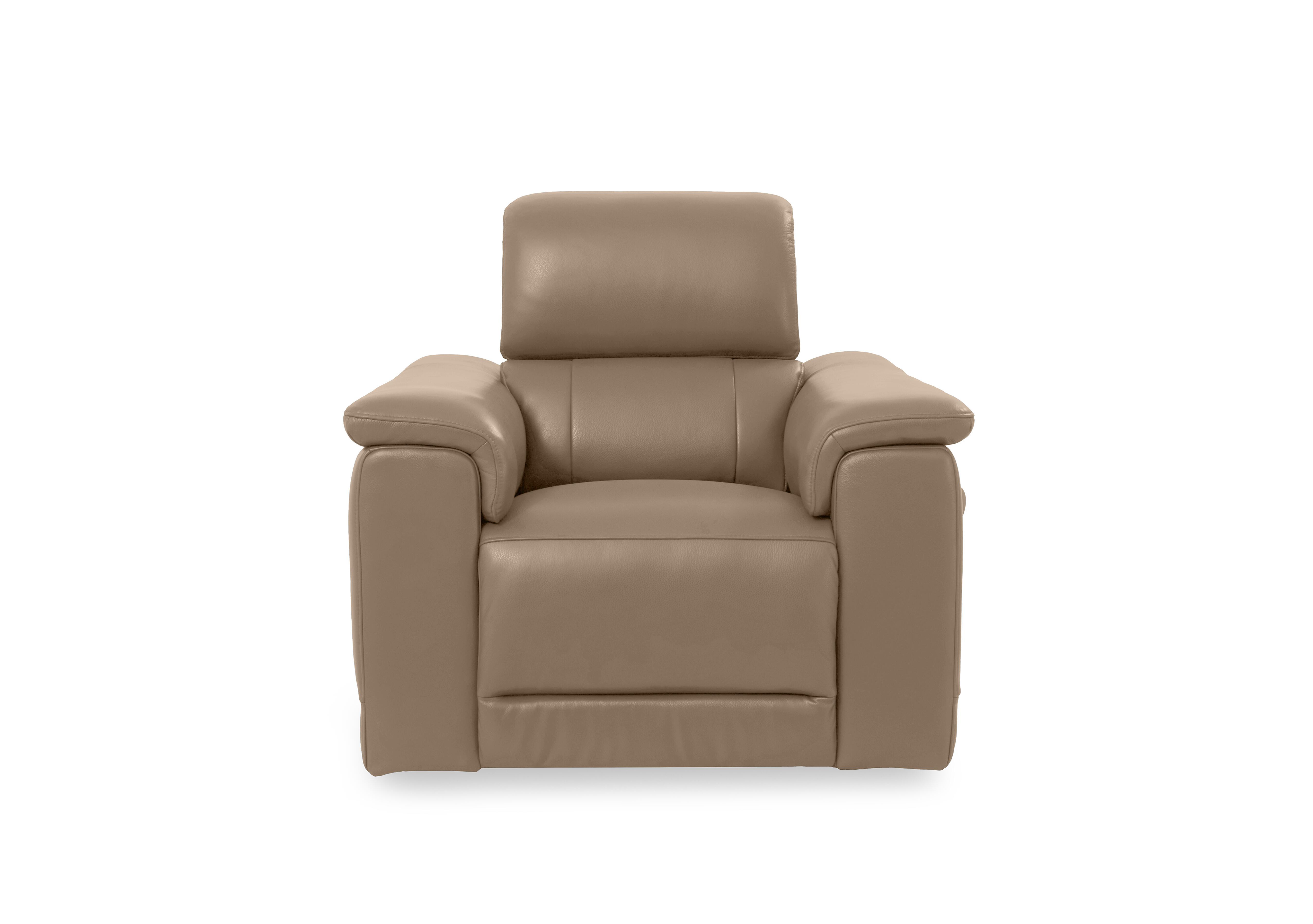 Genius Leather Power Recliner Chair with Power Headrest and Bluetooth Speakers in Montana Barley Cat-60/06 on Furniture Village