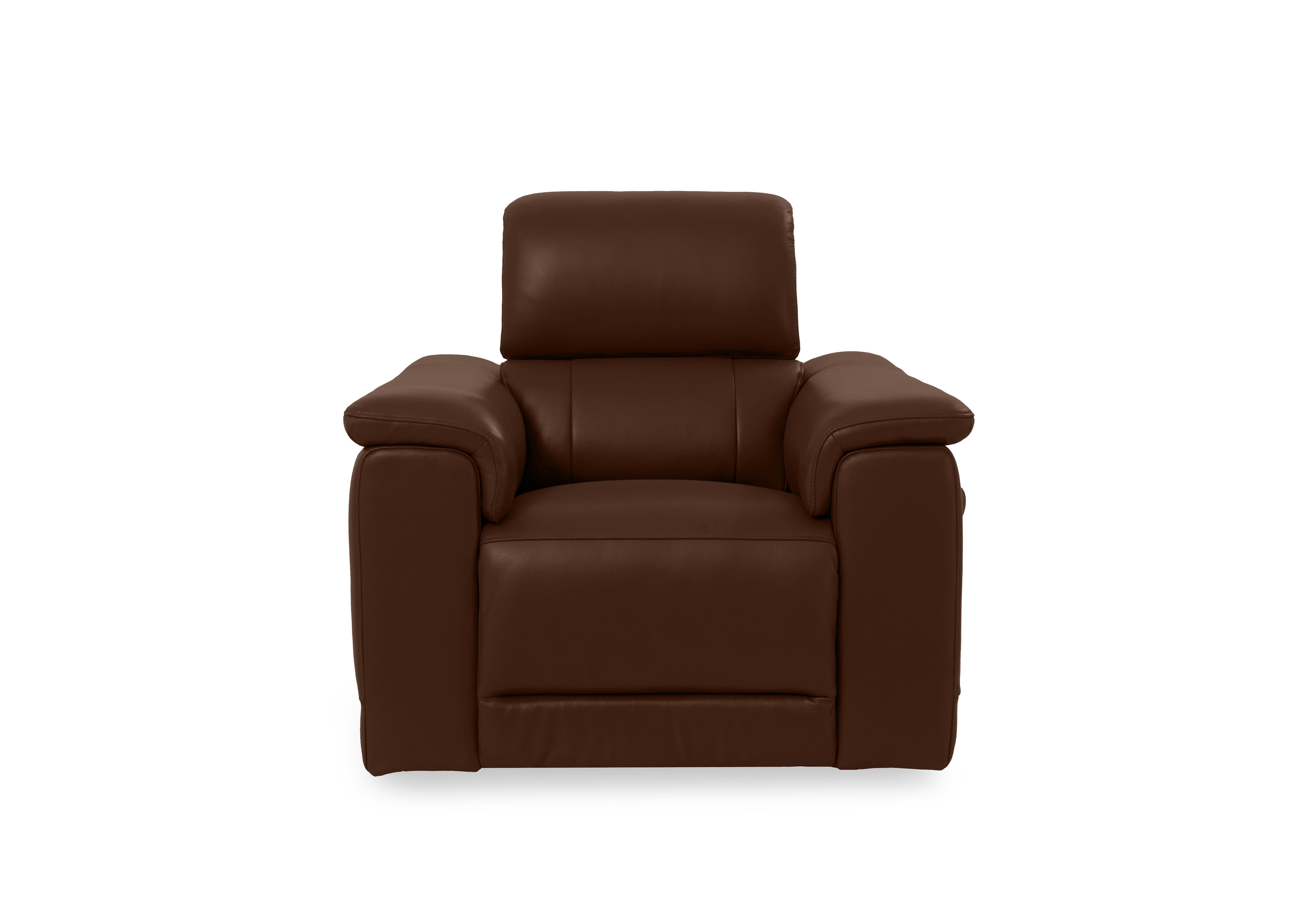 Genius Leather Power Recliner Chair with Power Headrest and Bluetooth Speakers in Montana Chocolate Cat-60/08 on Furniture Village