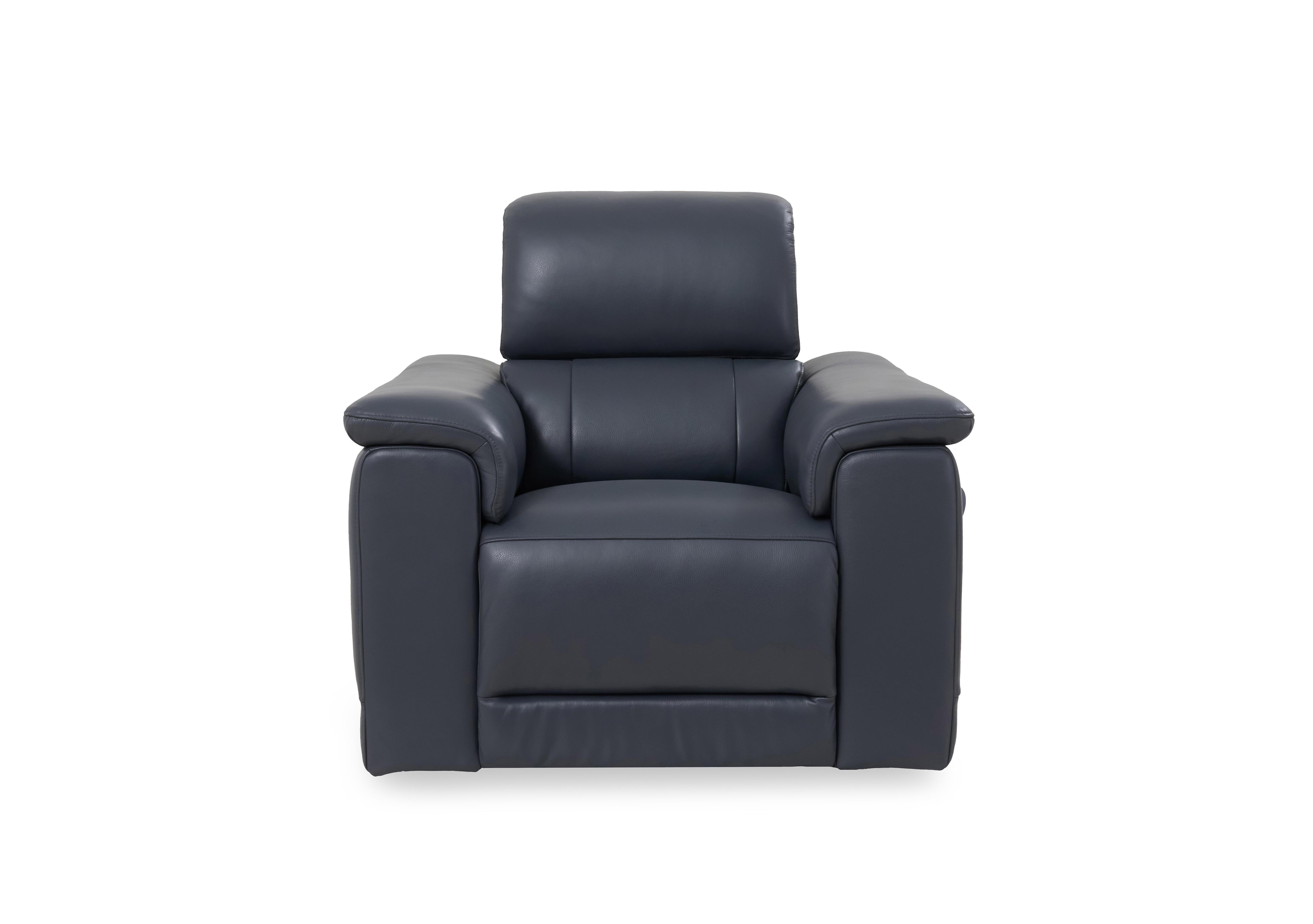 Genius Leather Power Recliner Chair with Power Headrest and Bluetooth Speakers in Montana Lavender Gry Cat-60/18 on Furniture Village