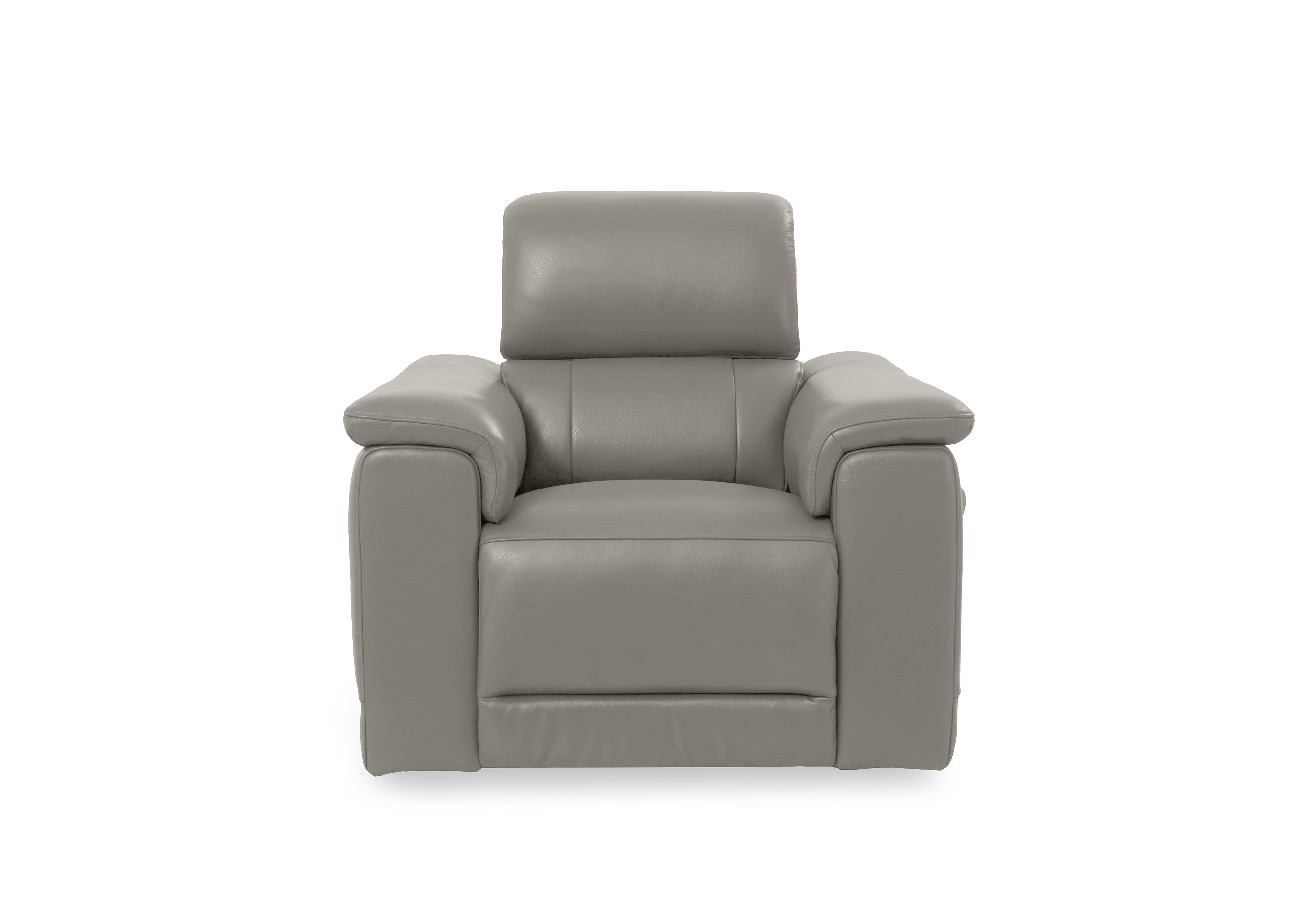 Genius Leather Power Recliner Chair with Power Headrest and Bluetooth Speakers in Montana New Grey Cat-60/28 on Furniture Village