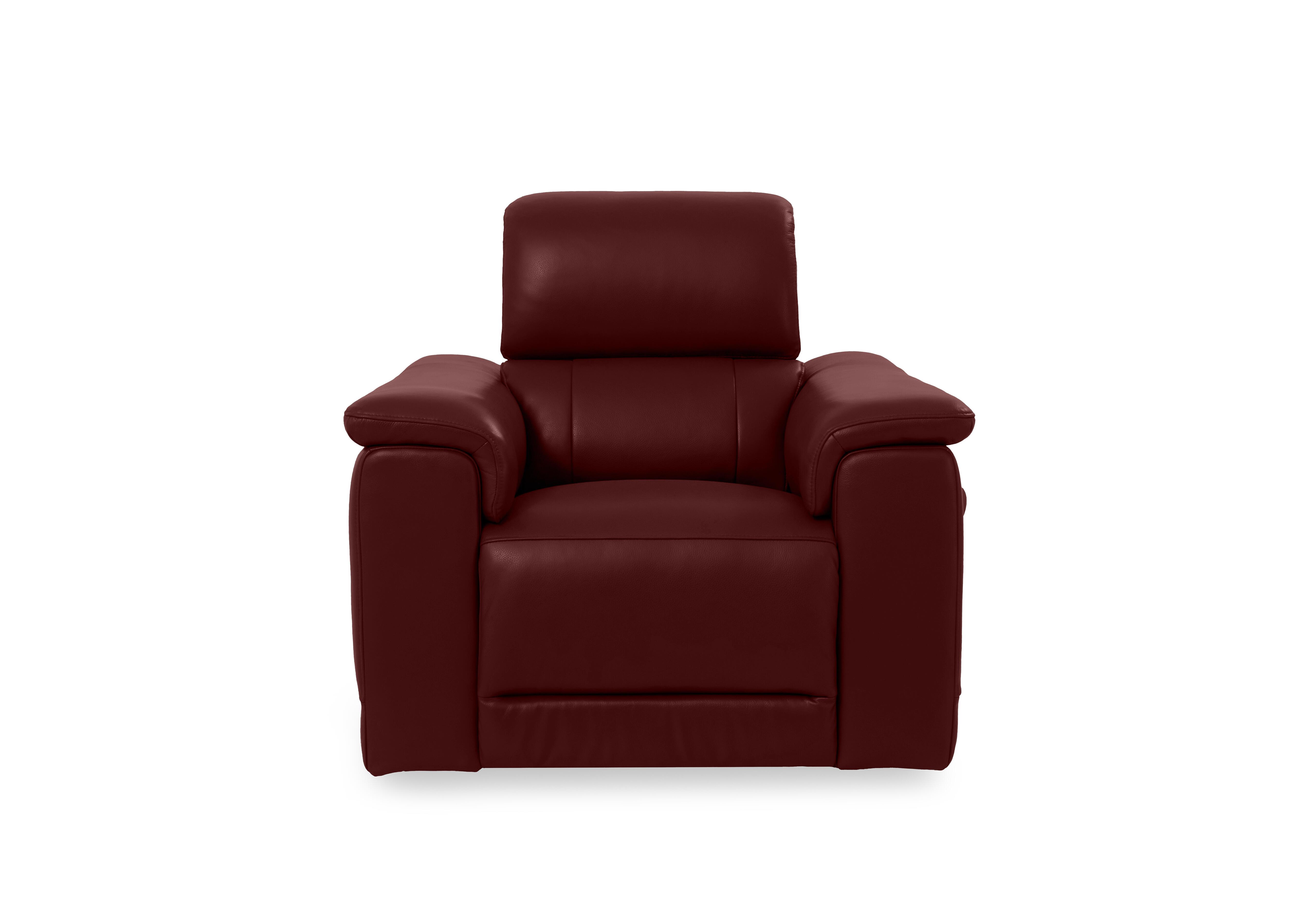 Genius Leather Power Recliner Chair with Power Headrest and Bluetooth Speakers in Montana Ruby Cat-60/15 on Furniture Village