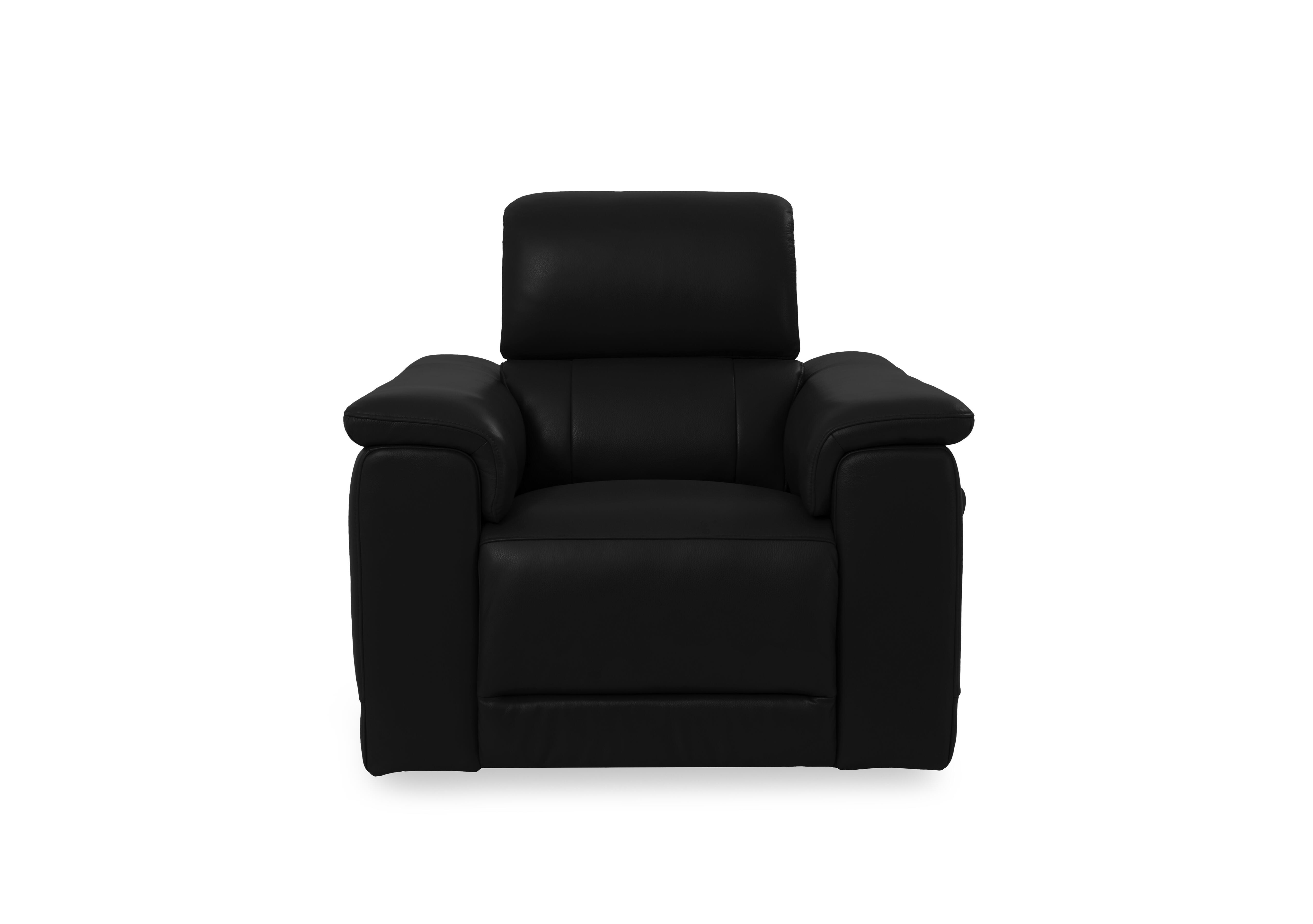 Genius Leather Power Recliner Chair with Power Headrest and Bluetooth Speakers in Oslo Jet Black Cat-40/23 on Furniture Village
