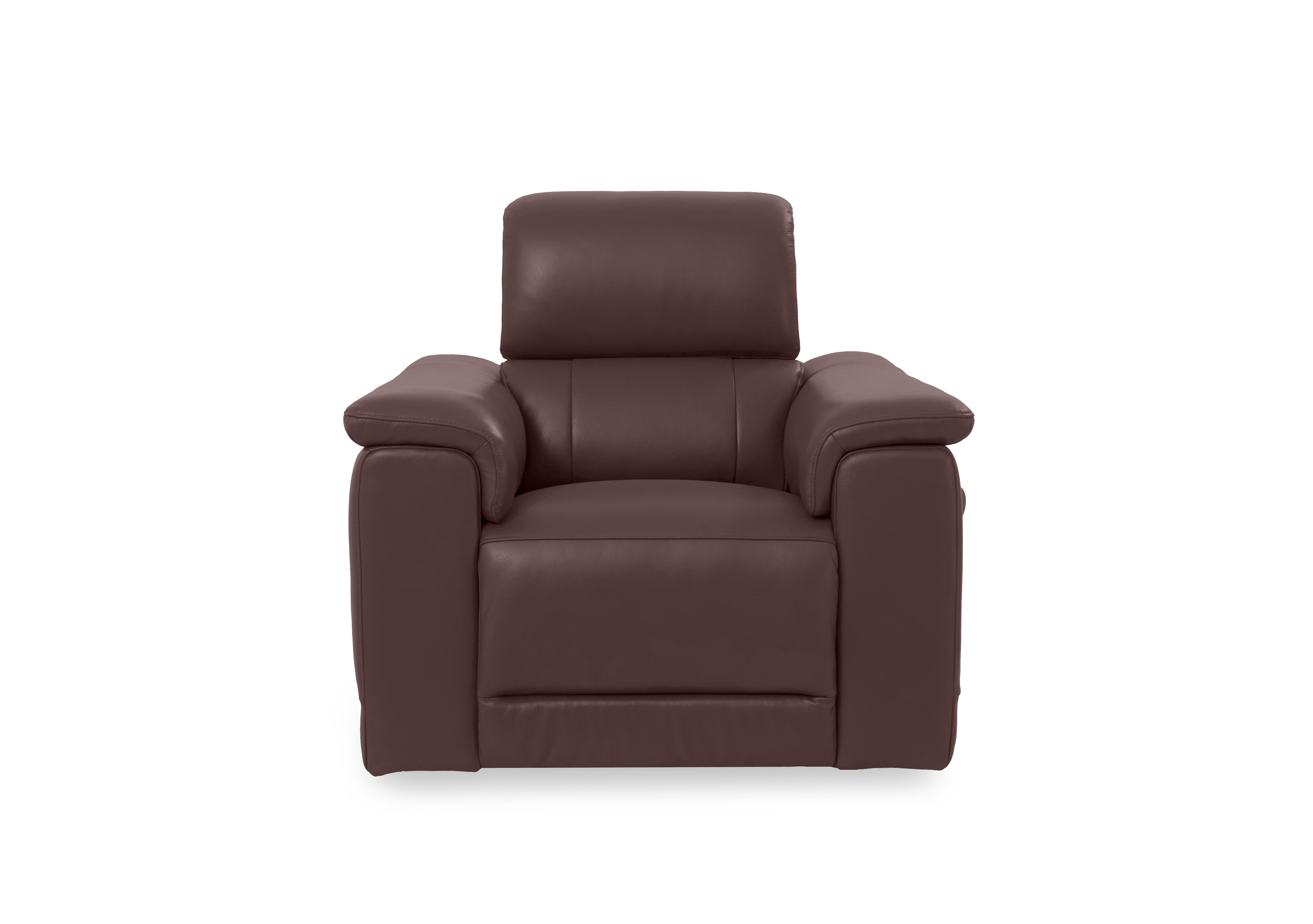Genius Leather Power Recliner Chair with Power Headrest and Bluetooth Speakers in Oslo Mulberry Cat-40/30 on Furniture Village