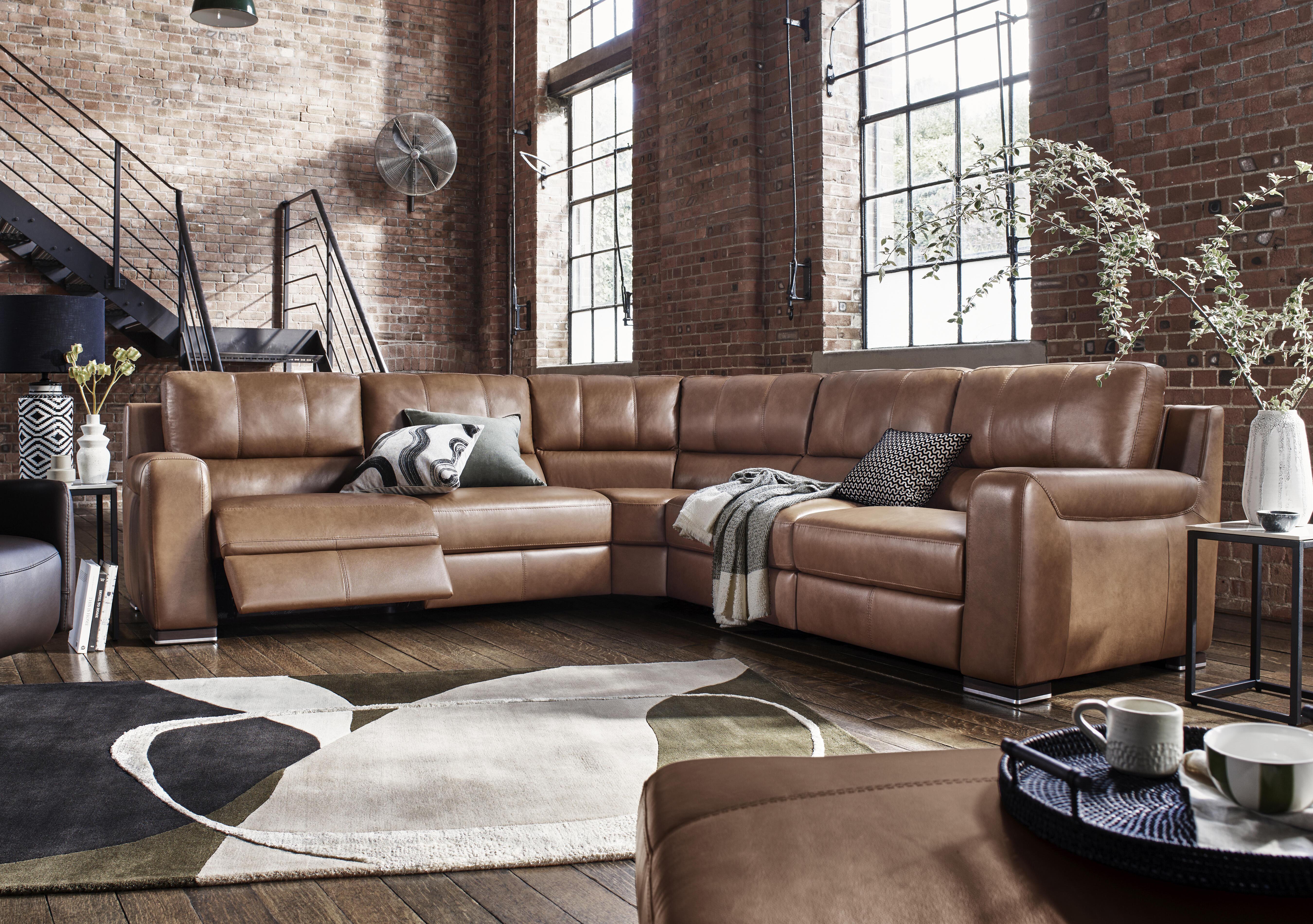 Viali Leather Large Corner Sofa in  on Furniture Village
