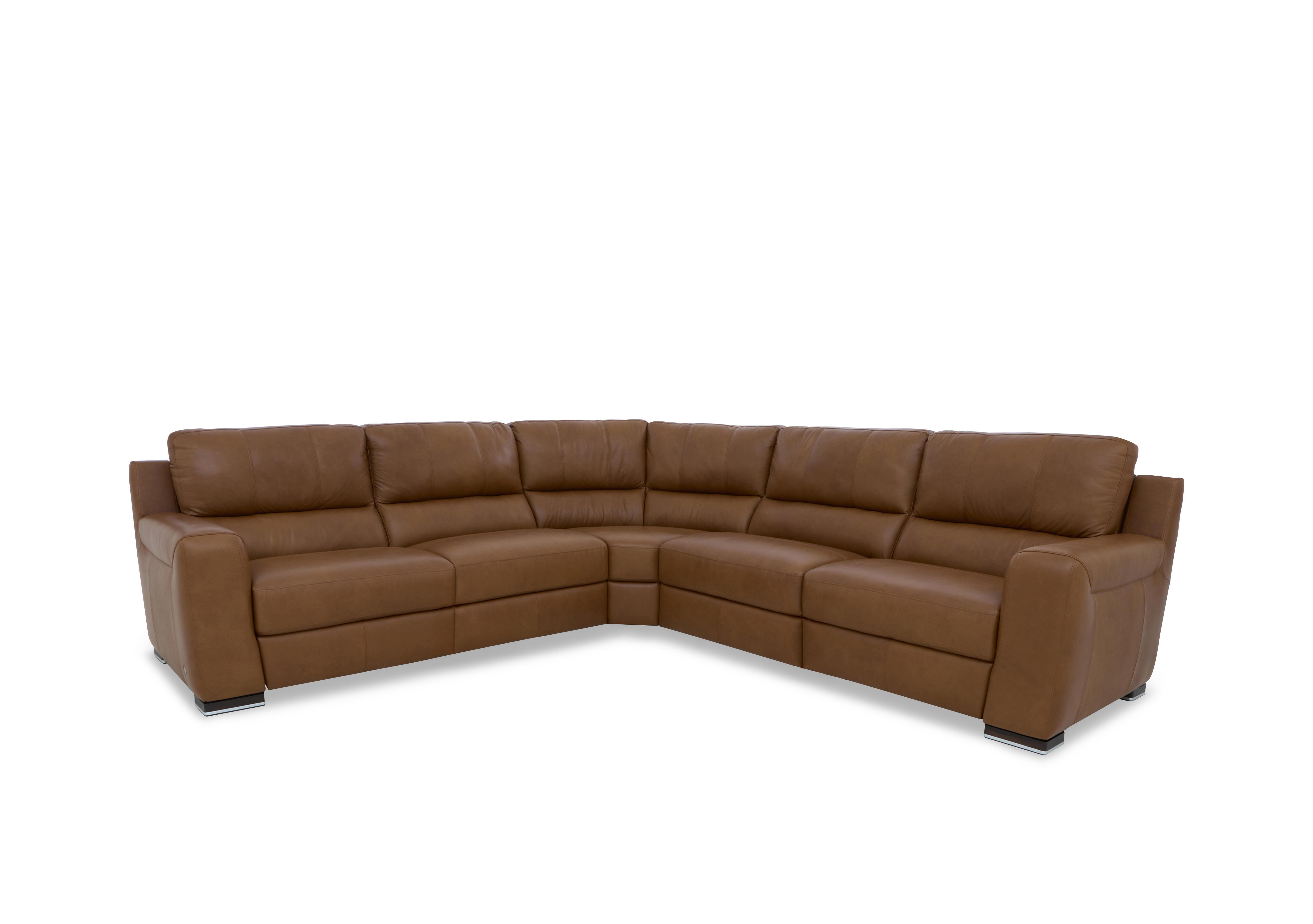Viali Leather Large Corner Sofa in Cometa Bark 2877 on Furniture Village