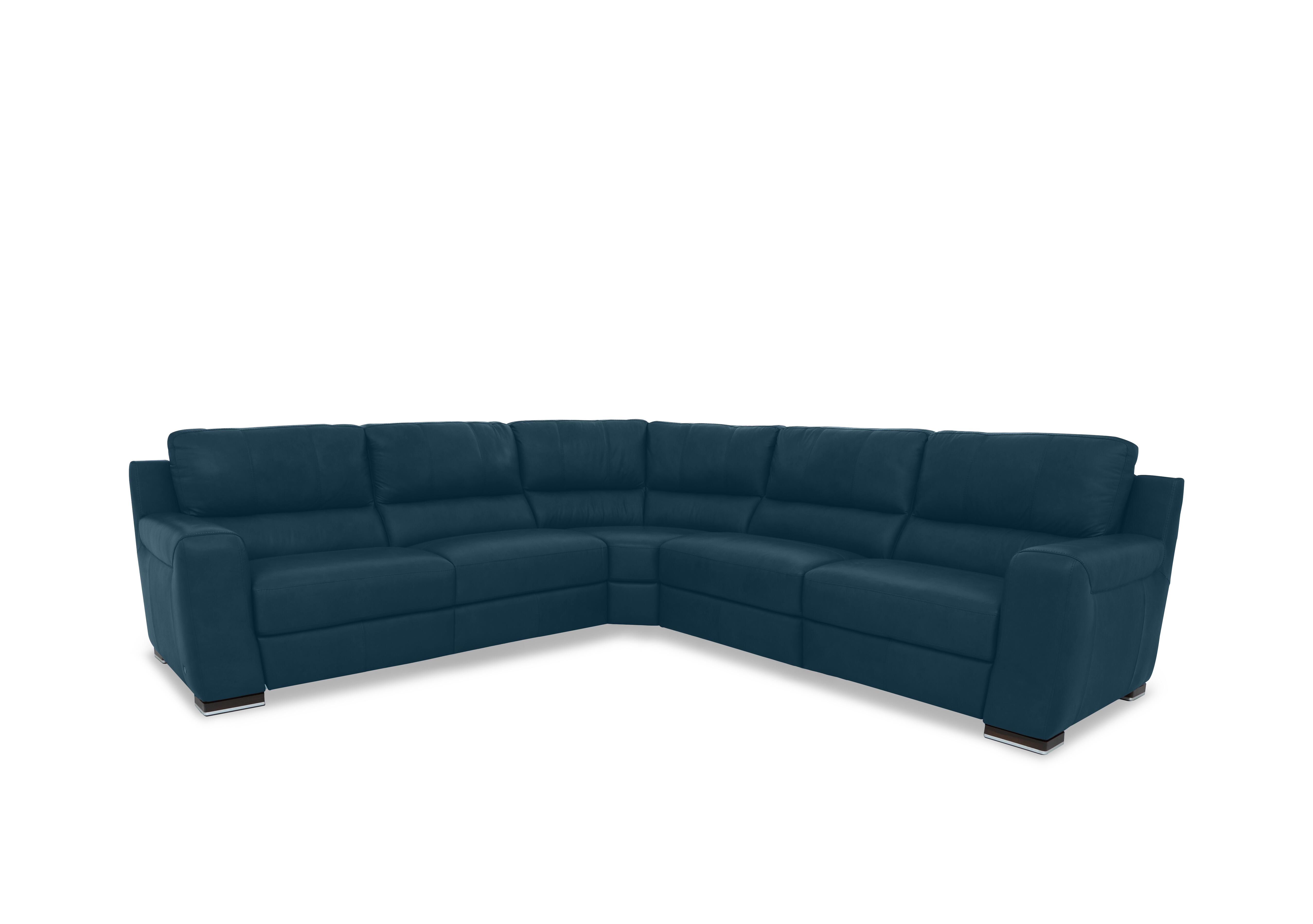 Viali Leather Large Corner Sofa in Cometa Blu 2878 on Furniture Village