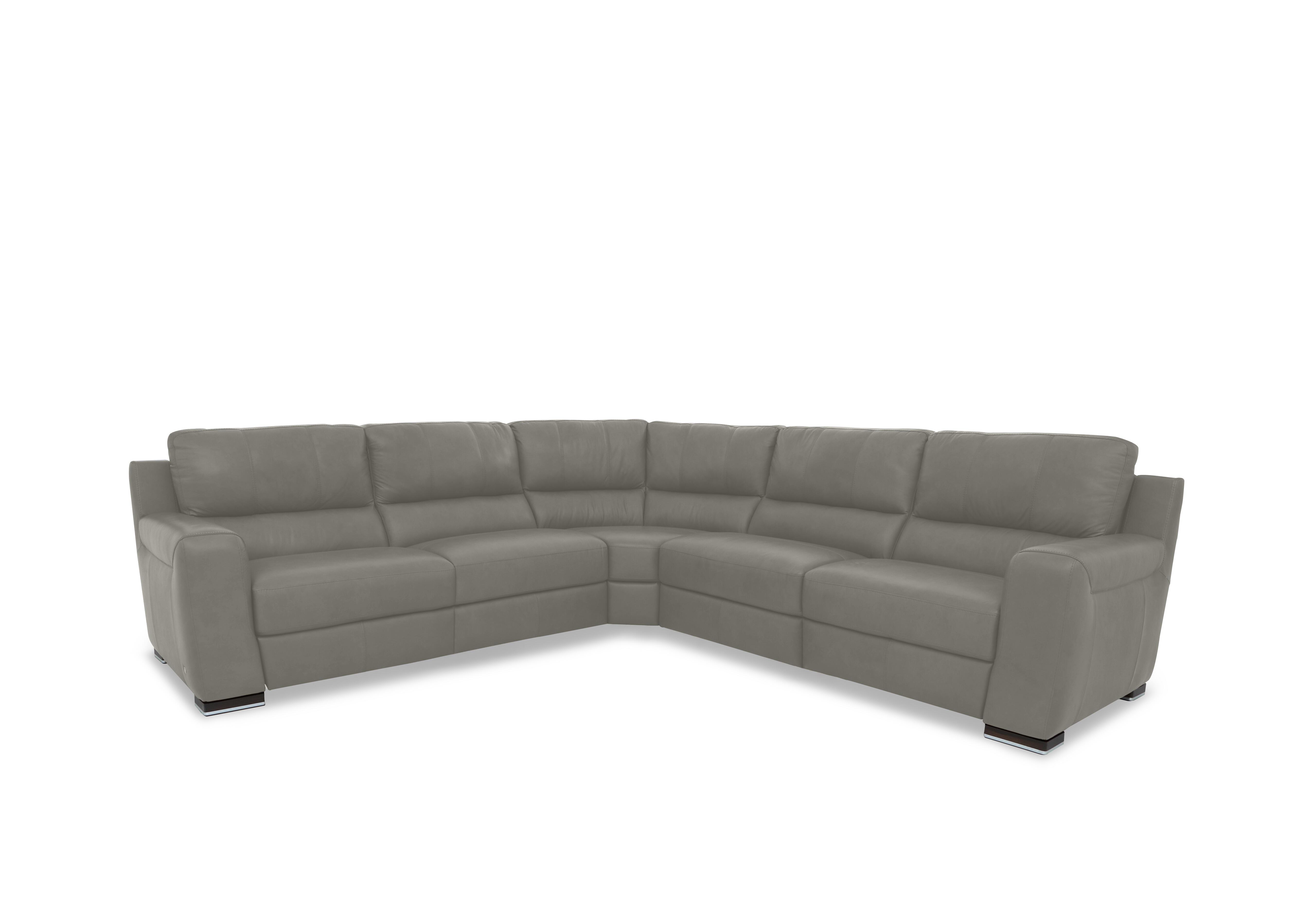 Viali Leather Large Corner Sofa in Cometa Grey Stone 2876 on Furniture Village