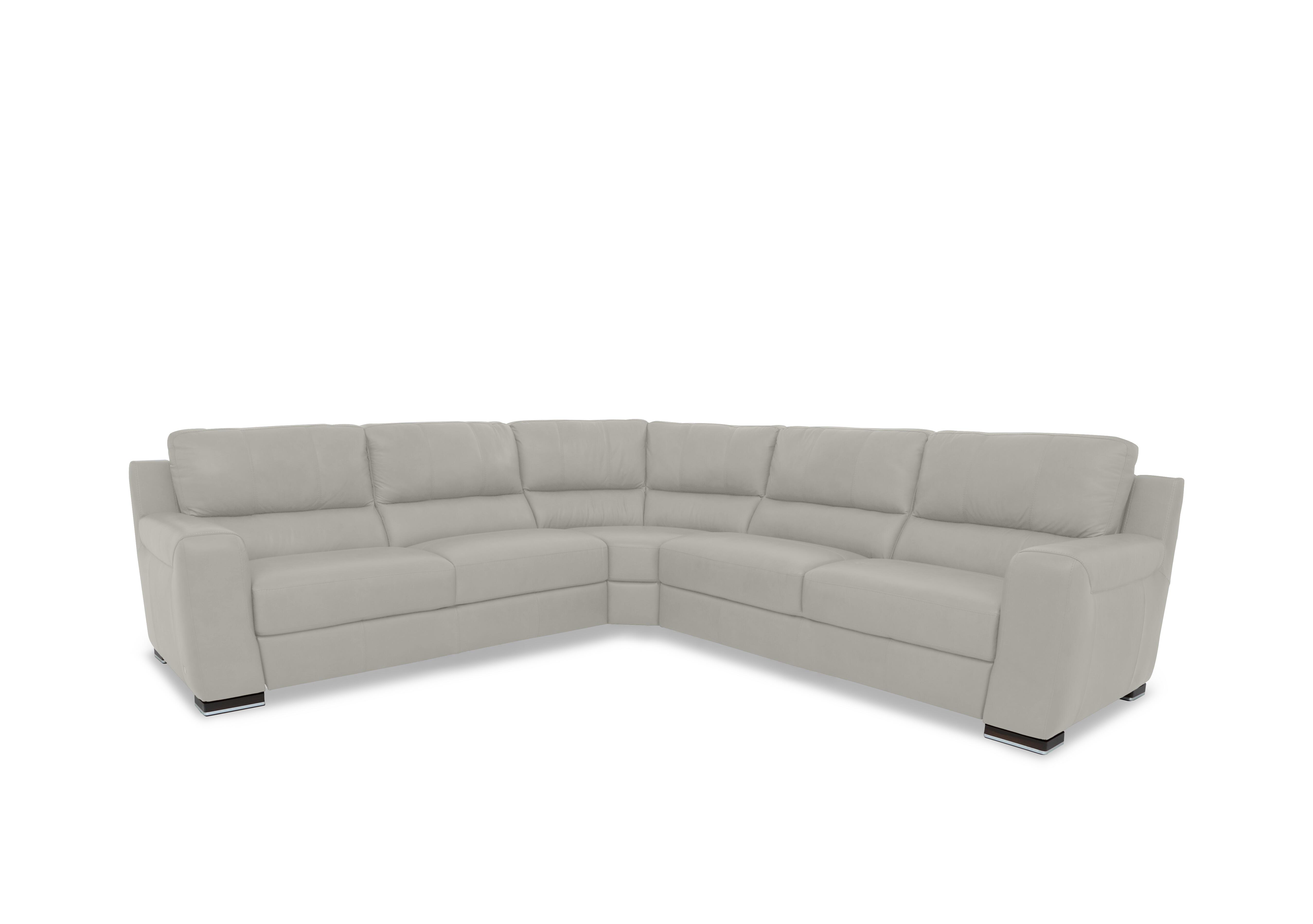 Viali Leather Large Corner Sofa in Cometa Turtledove 2872 on Furniture Village