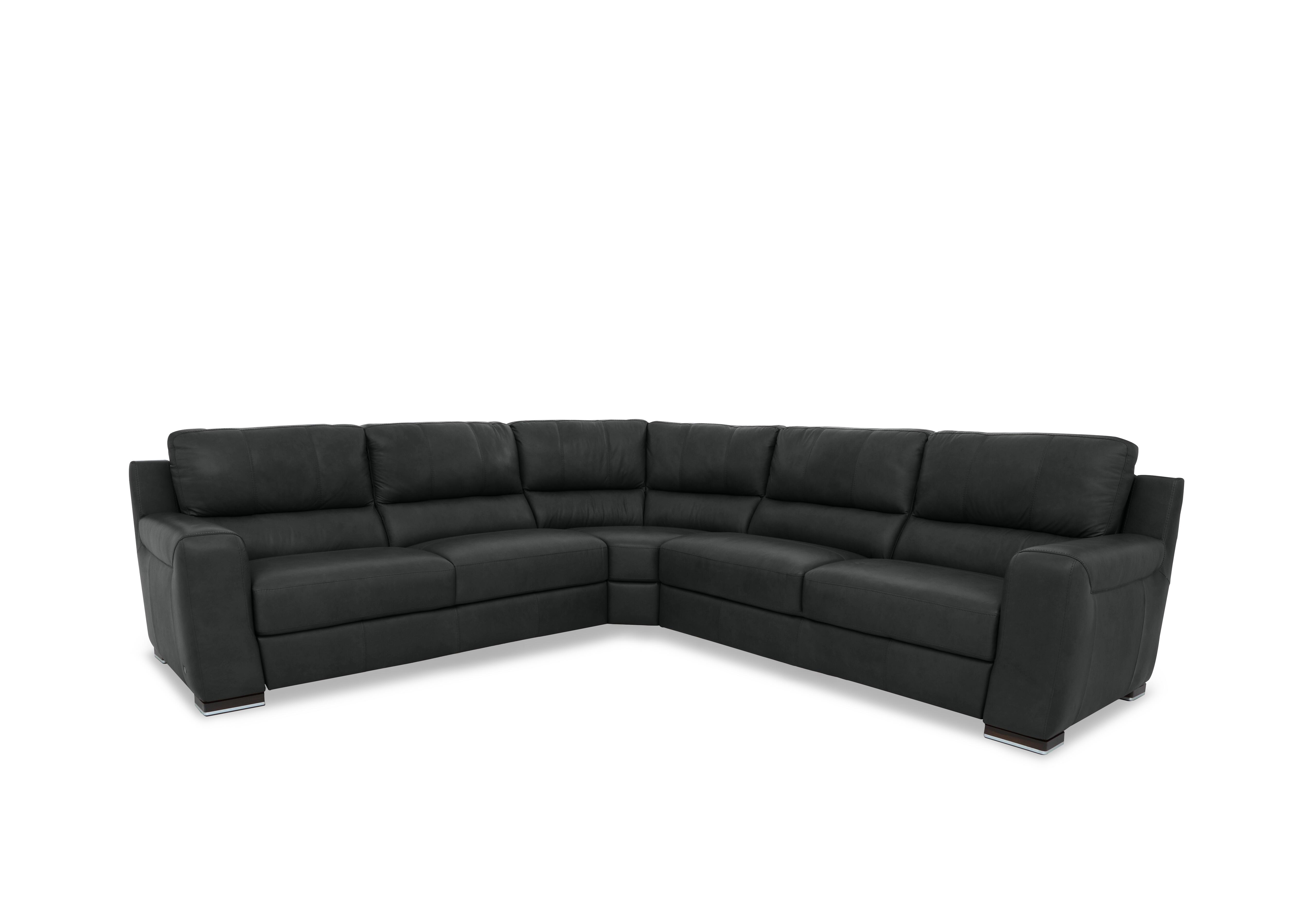 Viali Leather Large Corner Sofa in Tatto Black 4381 on Furniture Village