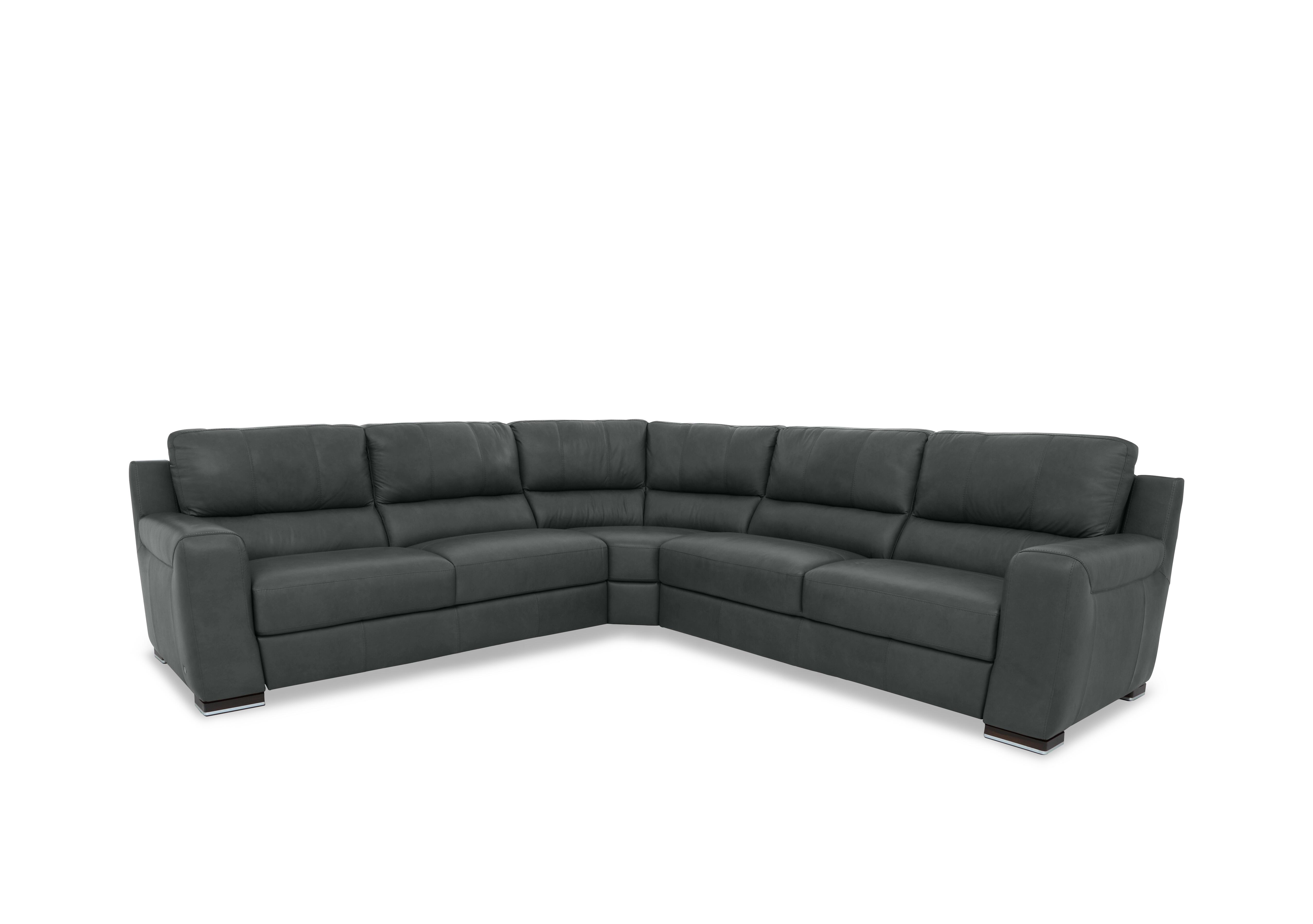 Viali Leather Large Corner Sofa in Tatto Grey 4370 on Furniture Village