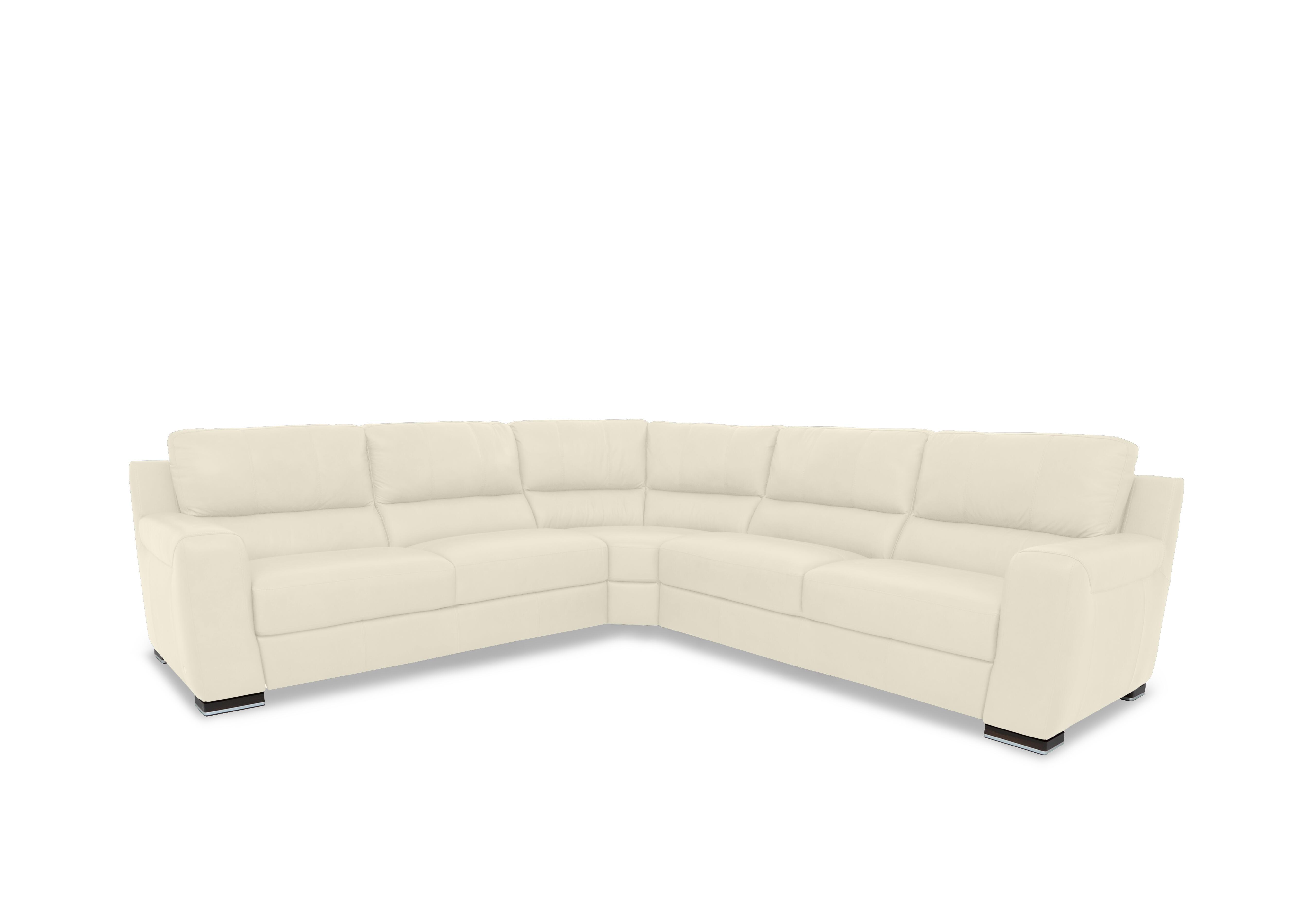Viali Leather Large Corner Sofa in Tatto Soul White 4379 on Furniture Village