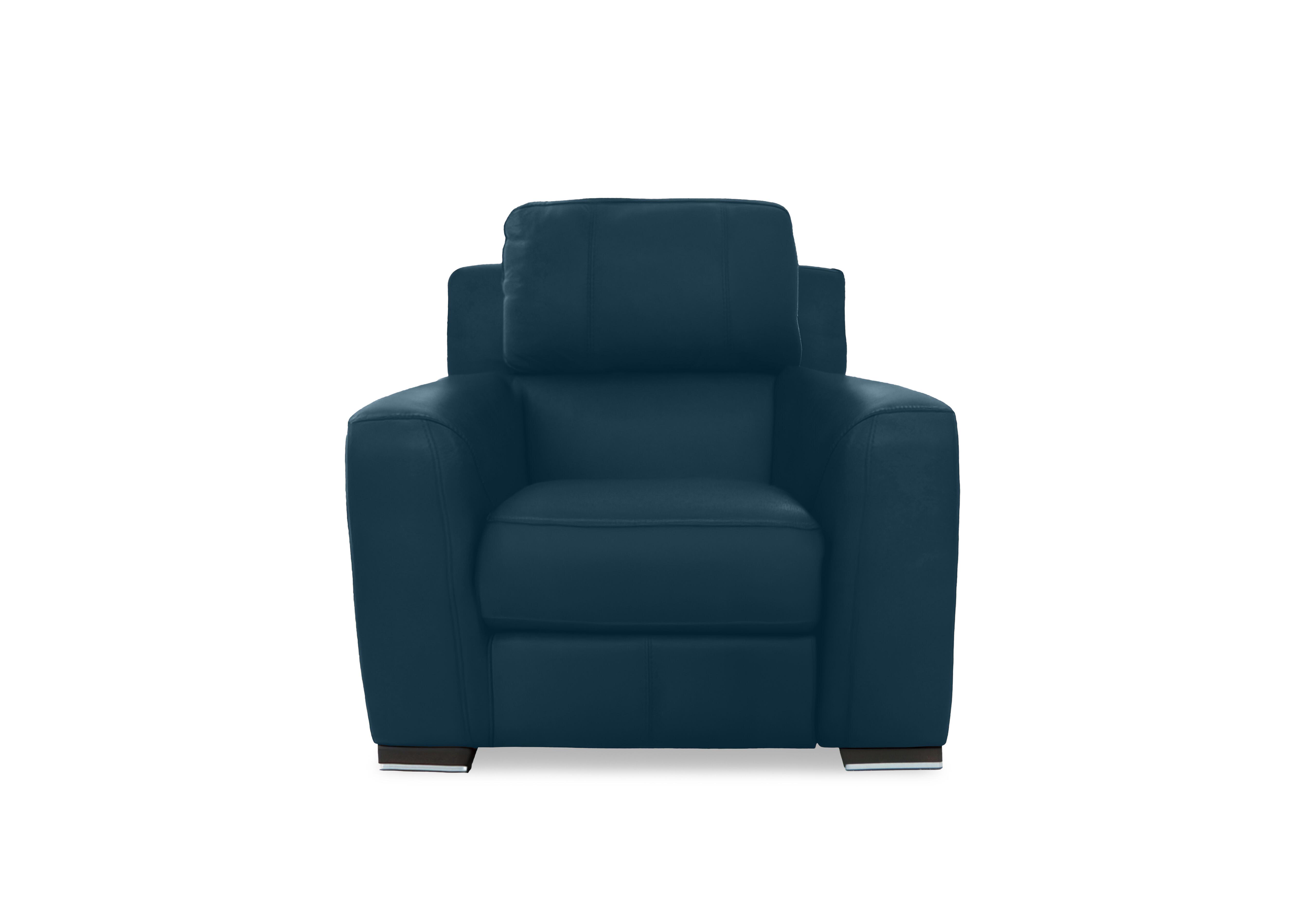Viali Leather Chair in Cometa Blu 2878 on Furniture Village