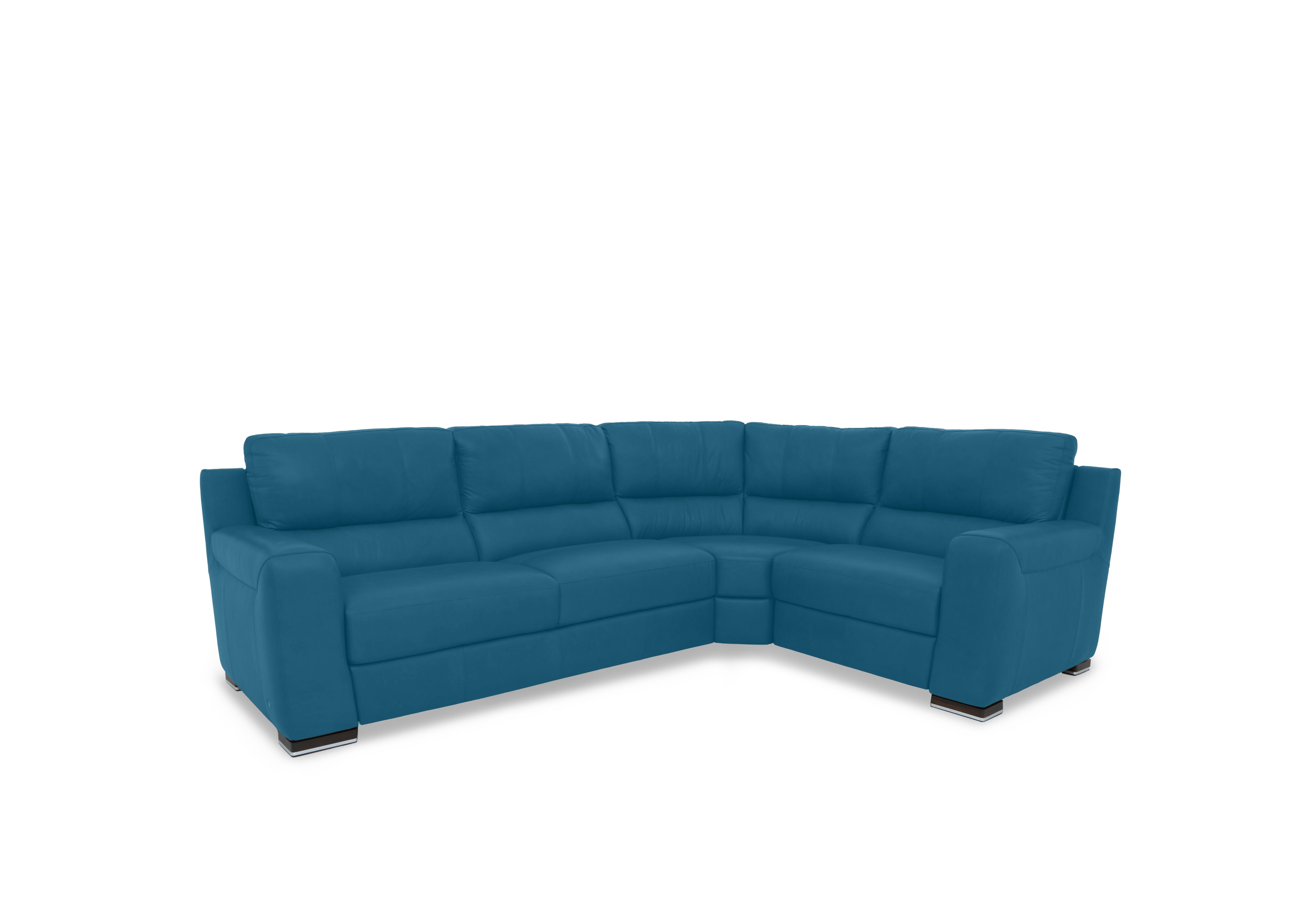Viali Leather Corner Sofa in Cometa Avio 2875 on Furniture Village