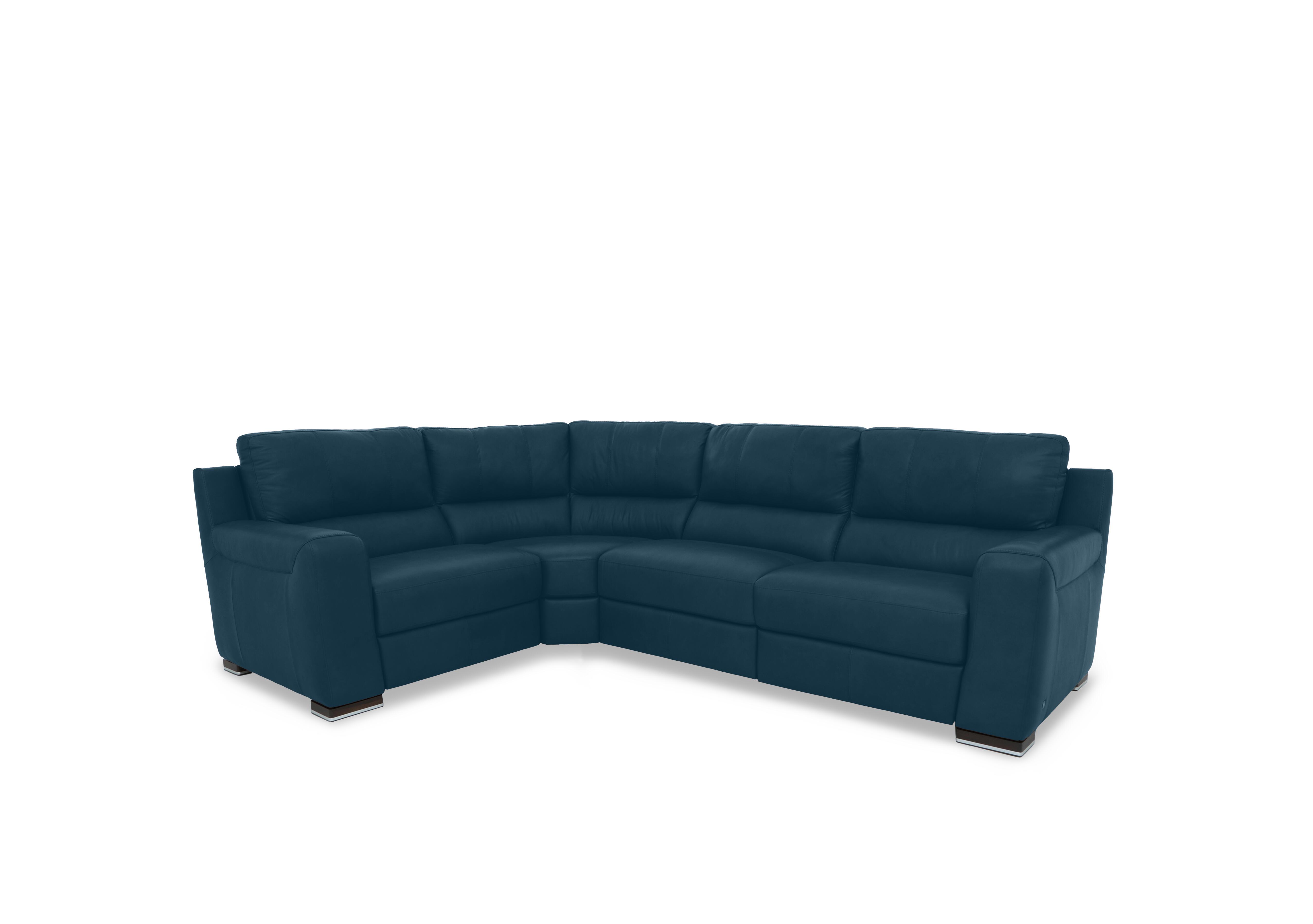 Viali Leather Corner Sofa in Cometa Blu 2878 on Furniture Village