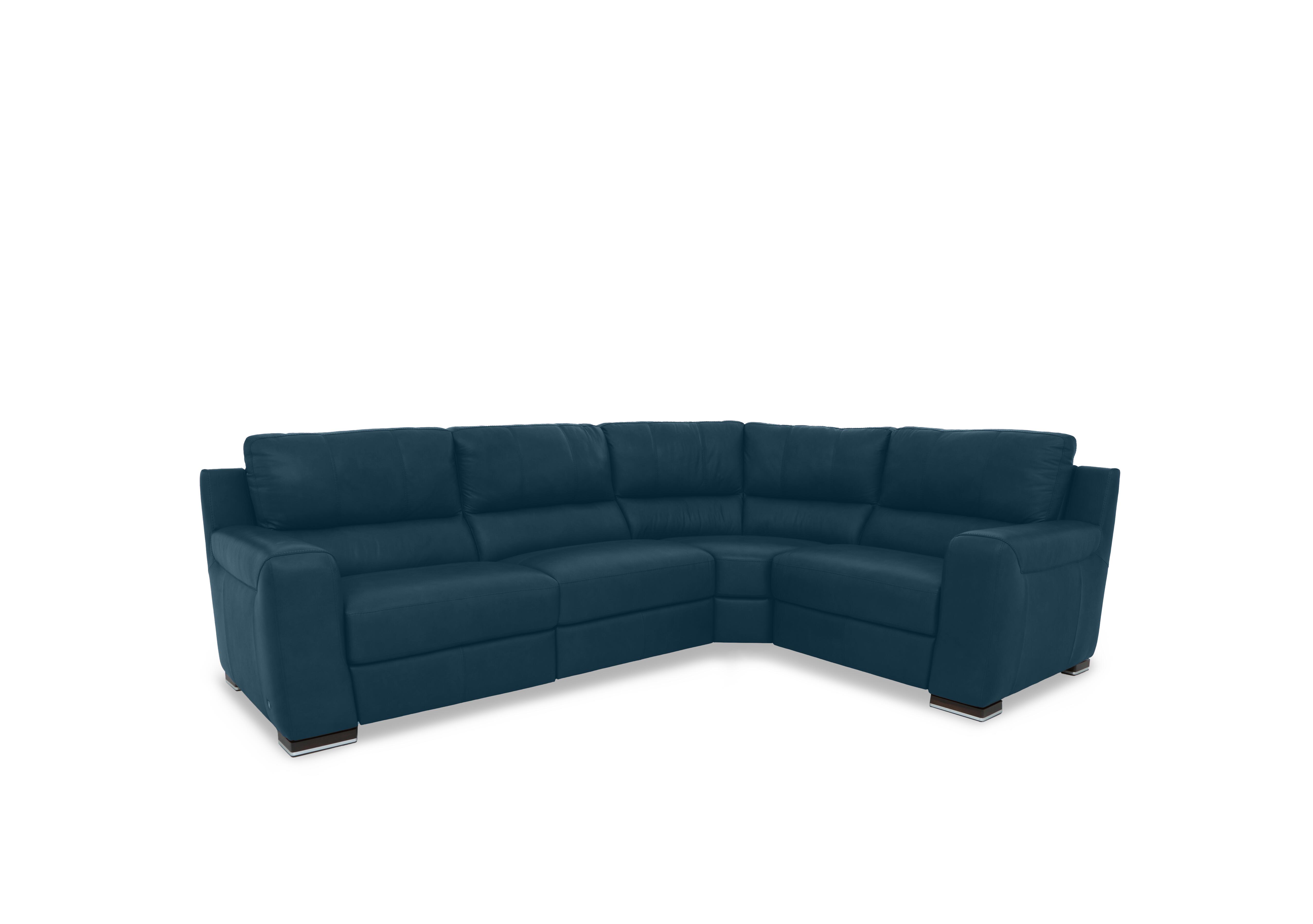 Viali Leather Corner Sofa in Cometa Blu 2878 on Furniture Village