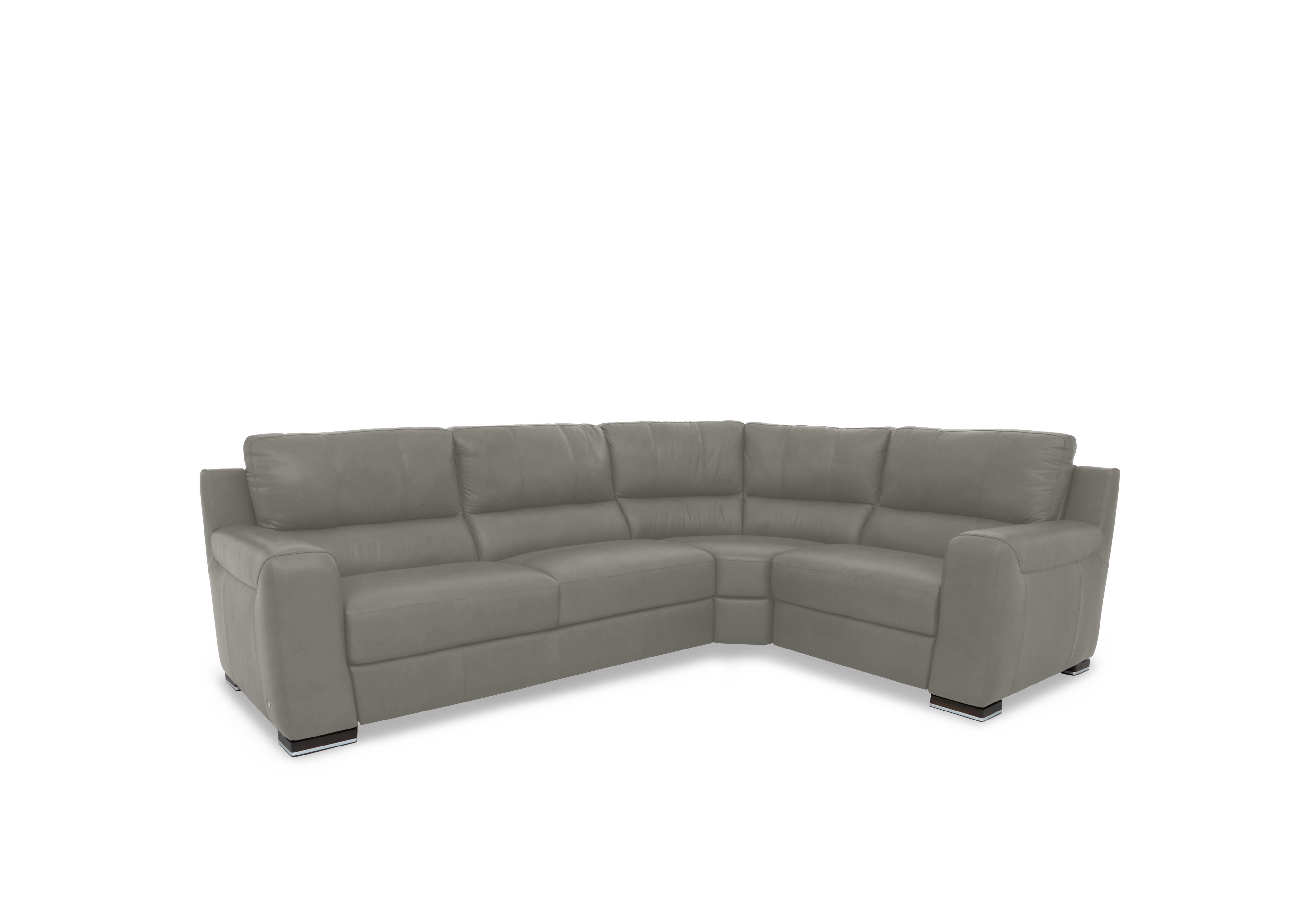 Viali Leather Corner Sofa in Cometa Grey Stone 2876 on Furniture Village