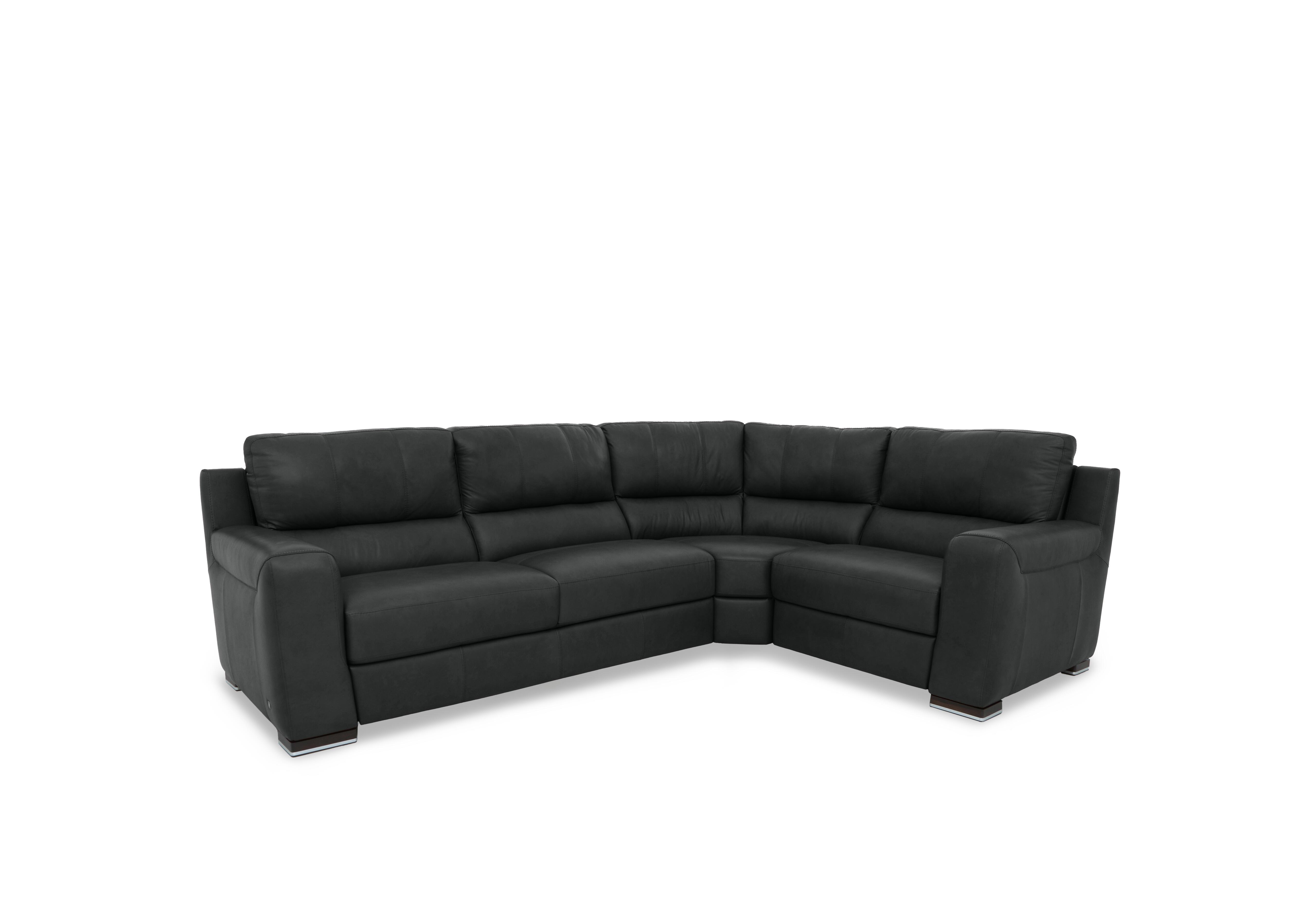 Viali Leather Corner Sofa in Tatto Black 4381 on Furniture Village
