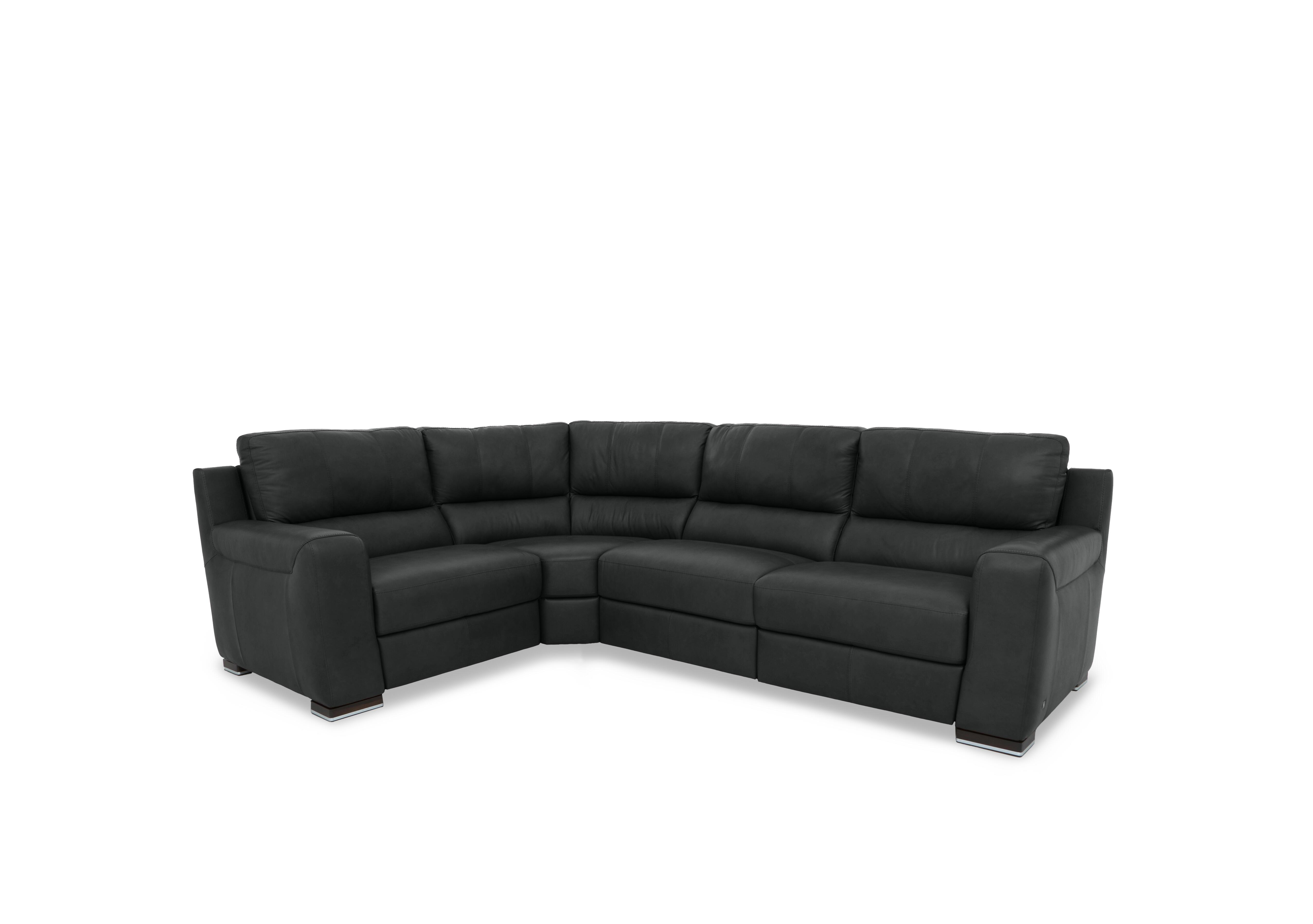 Viali Leather Corner Sofa in Tatto Black 4381 on Furniture Village