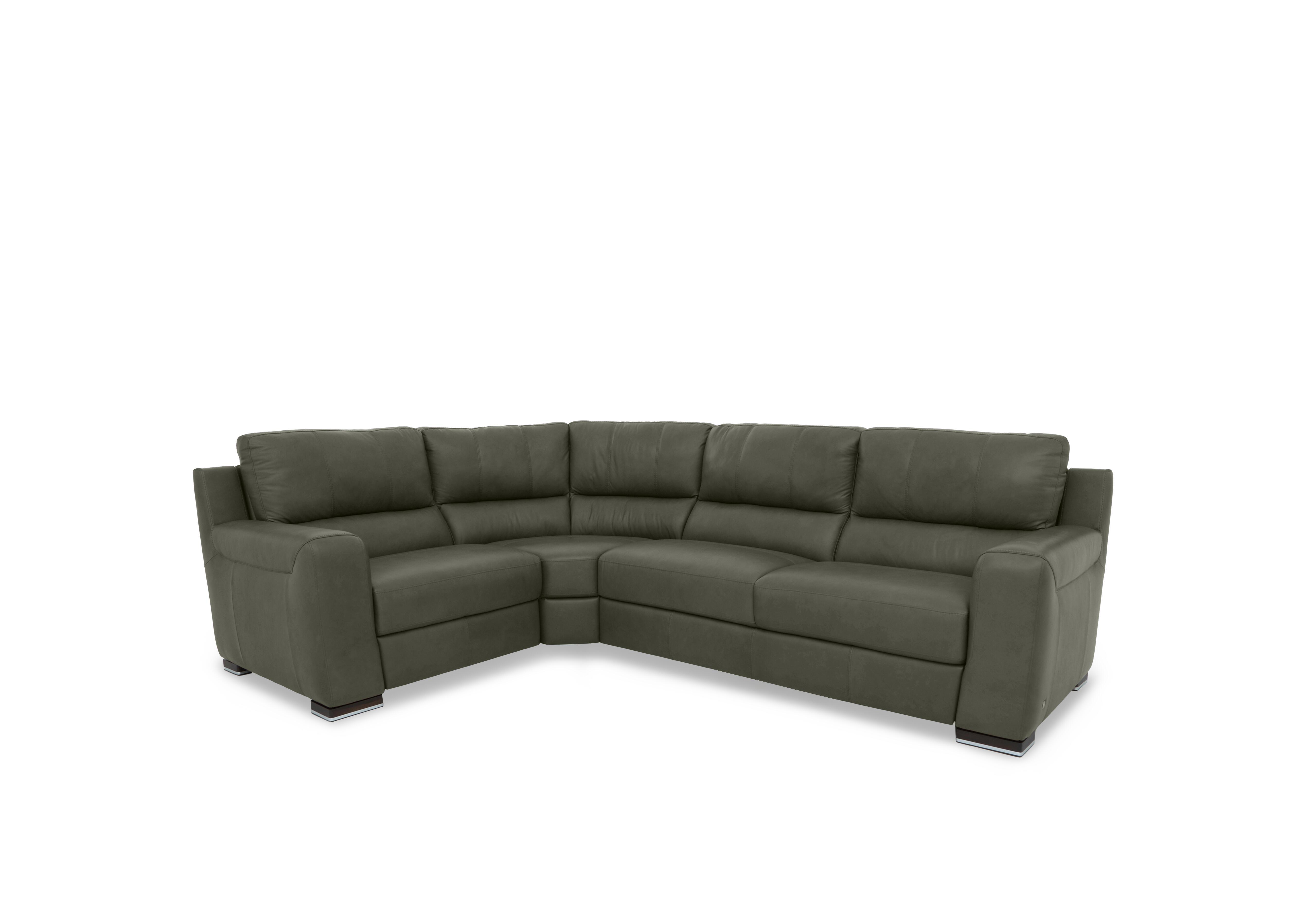 Viali Leather Corner Sofa in Tatto Olive 4372 on Furniture Village