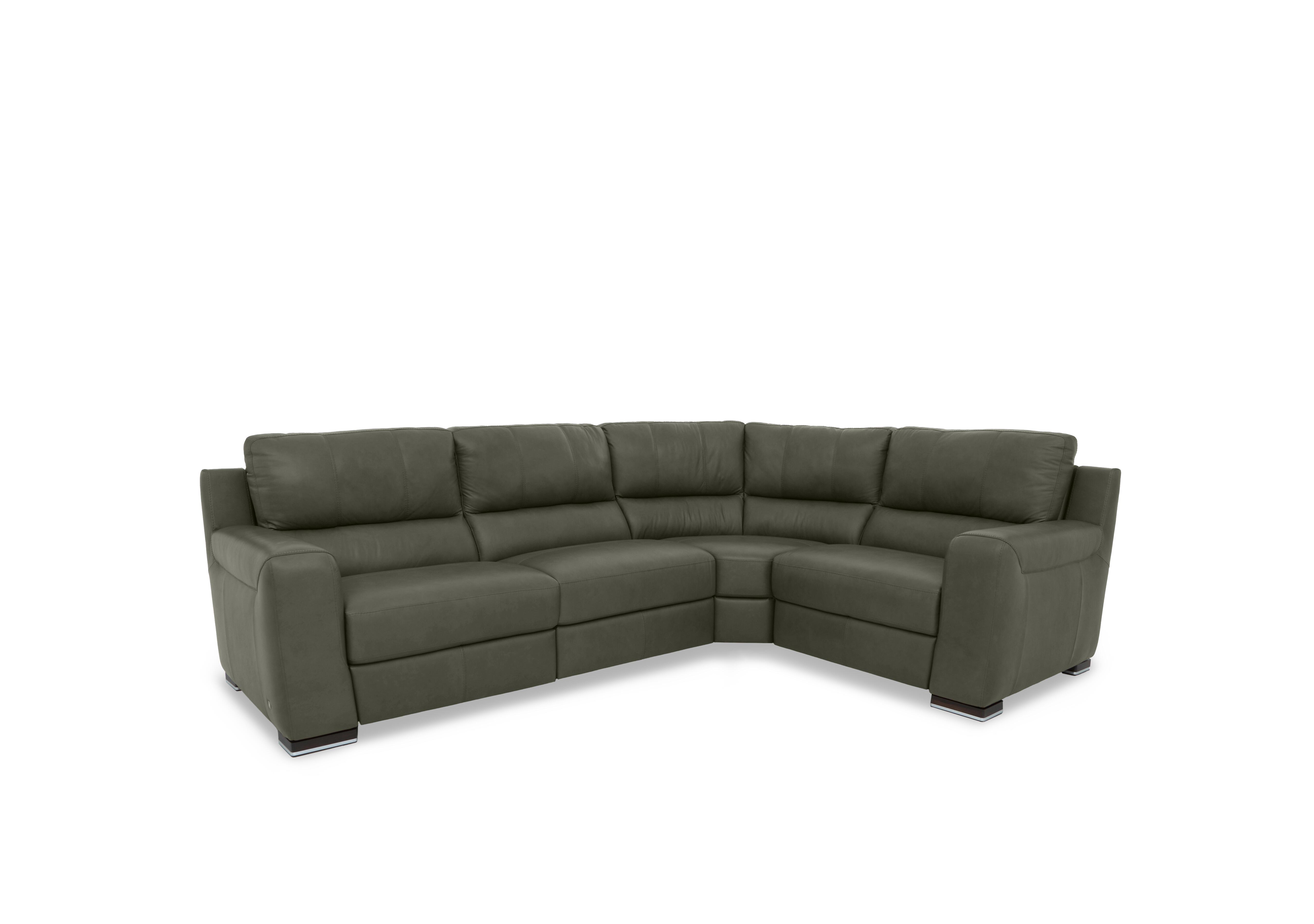 Viali Leather Corner Sofa in Tatto Olive 4372 on Furniture Village