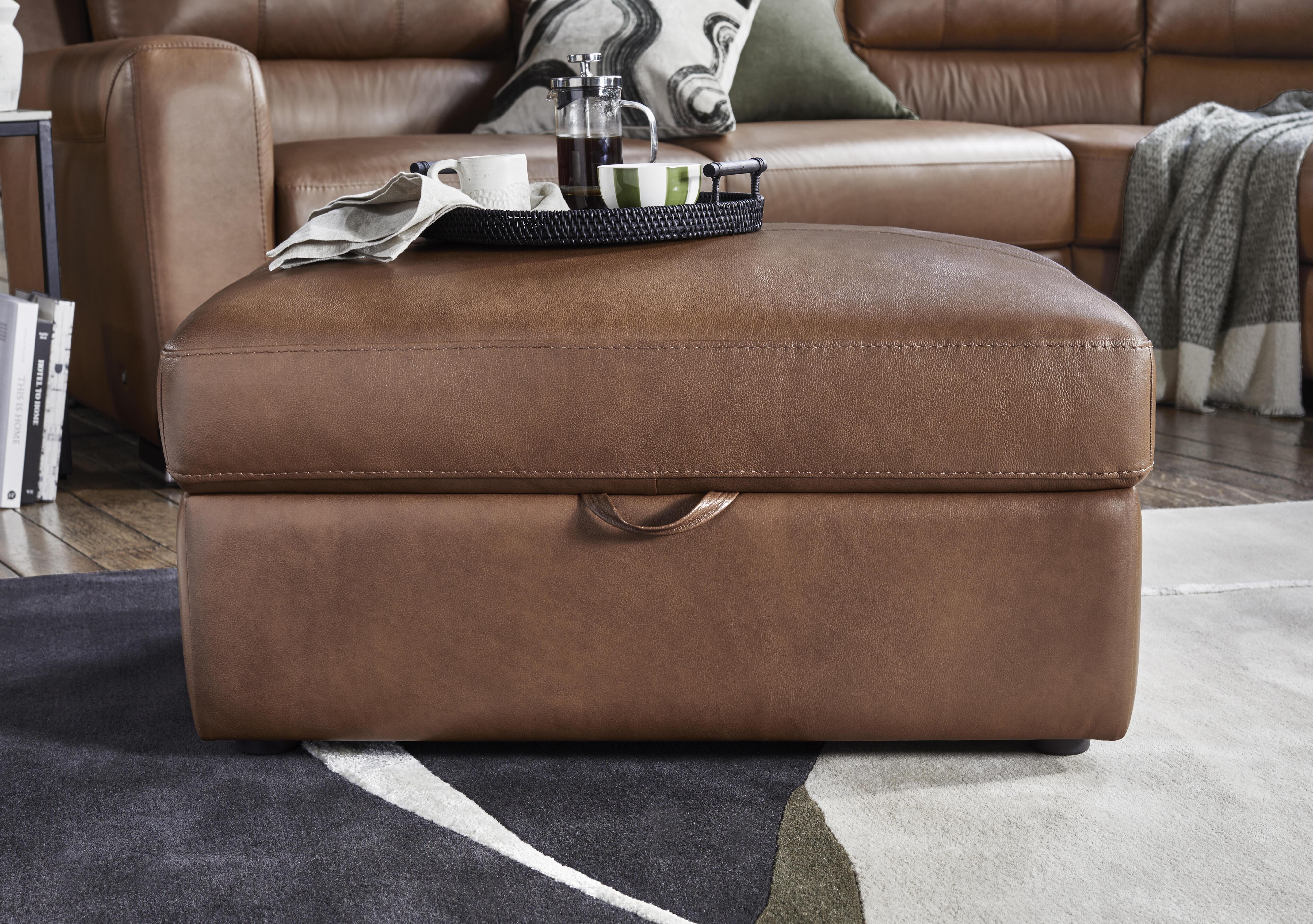 Viali Leather Storage Footstool in  on Furniture Village