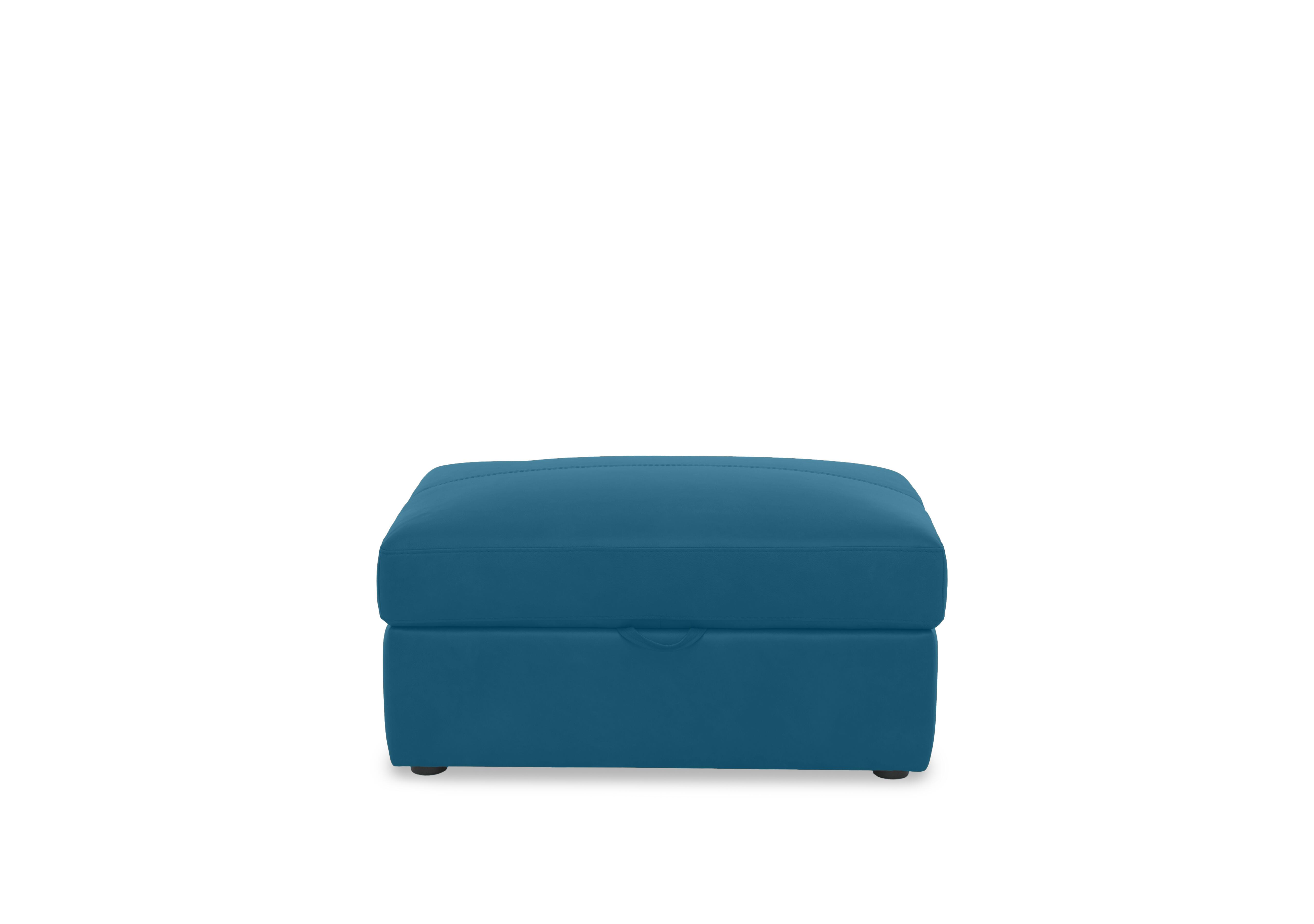 Viali Leather Storage Footstool in Cometa Avio 2875 on Furniture Village