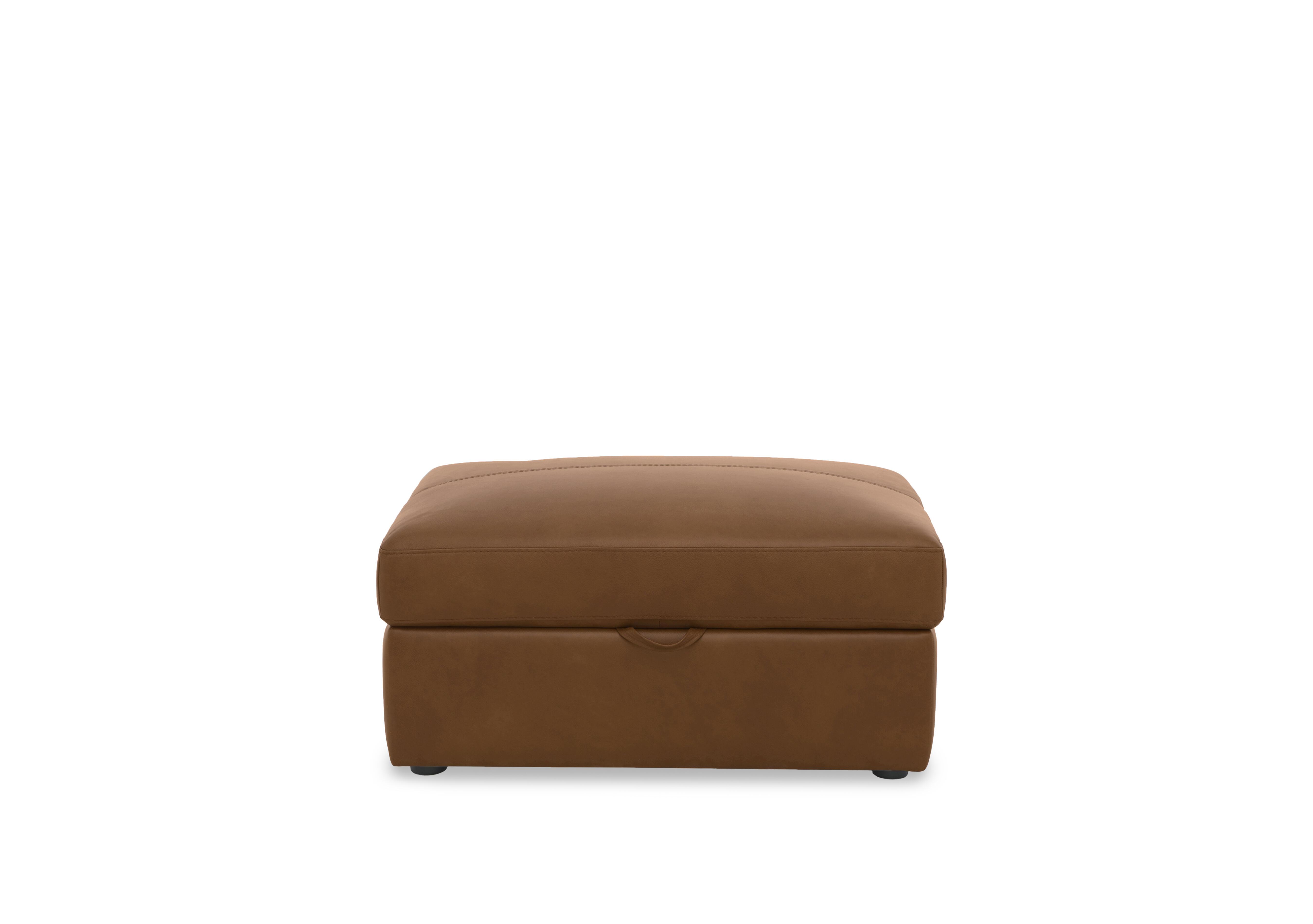 Viali Leather Storage Footstool in Cometa Bark 2877 on Furniture Village