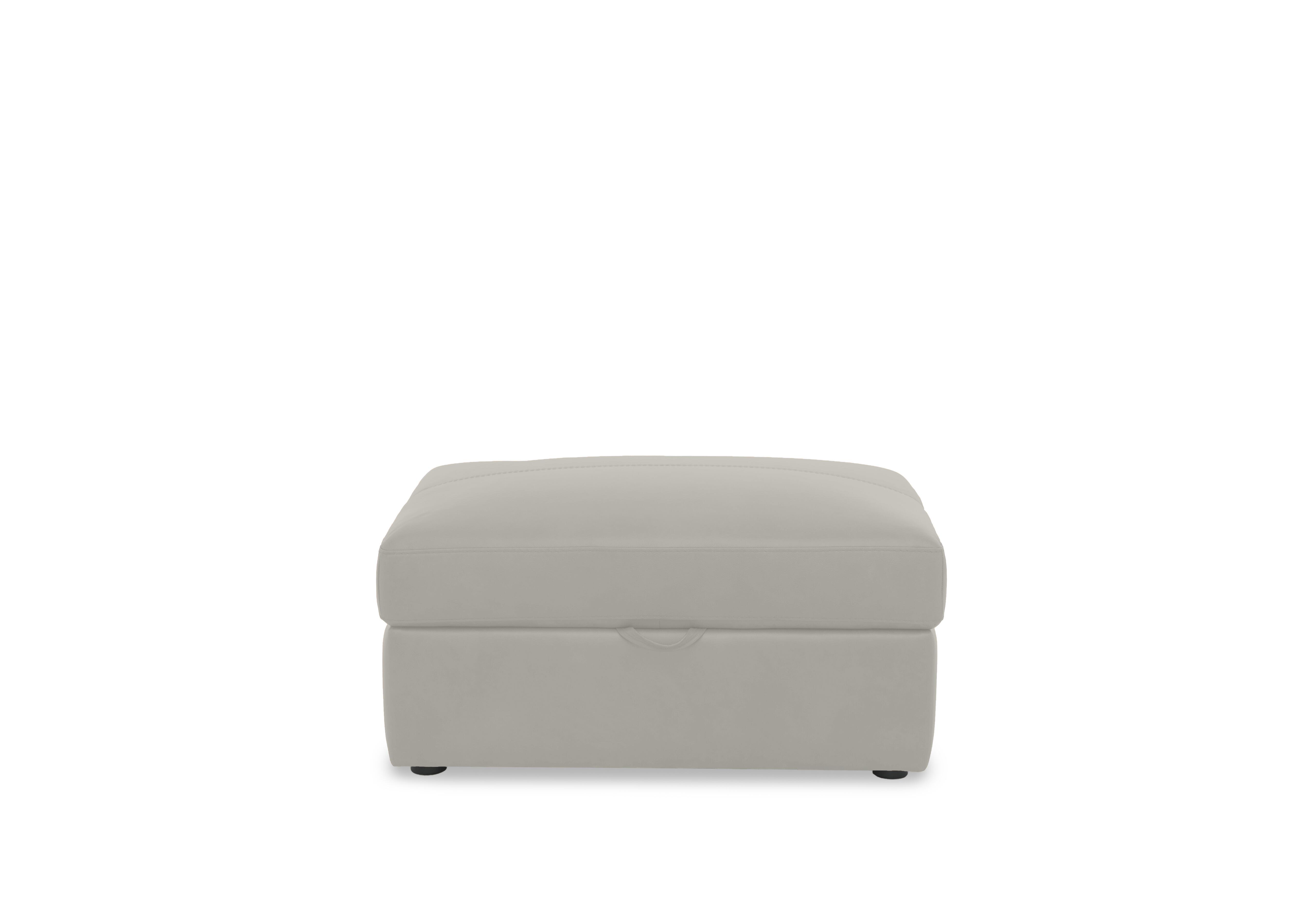 Viali Leather Storage Footstool in Cometa Turtledove 2872 on Furniture Village