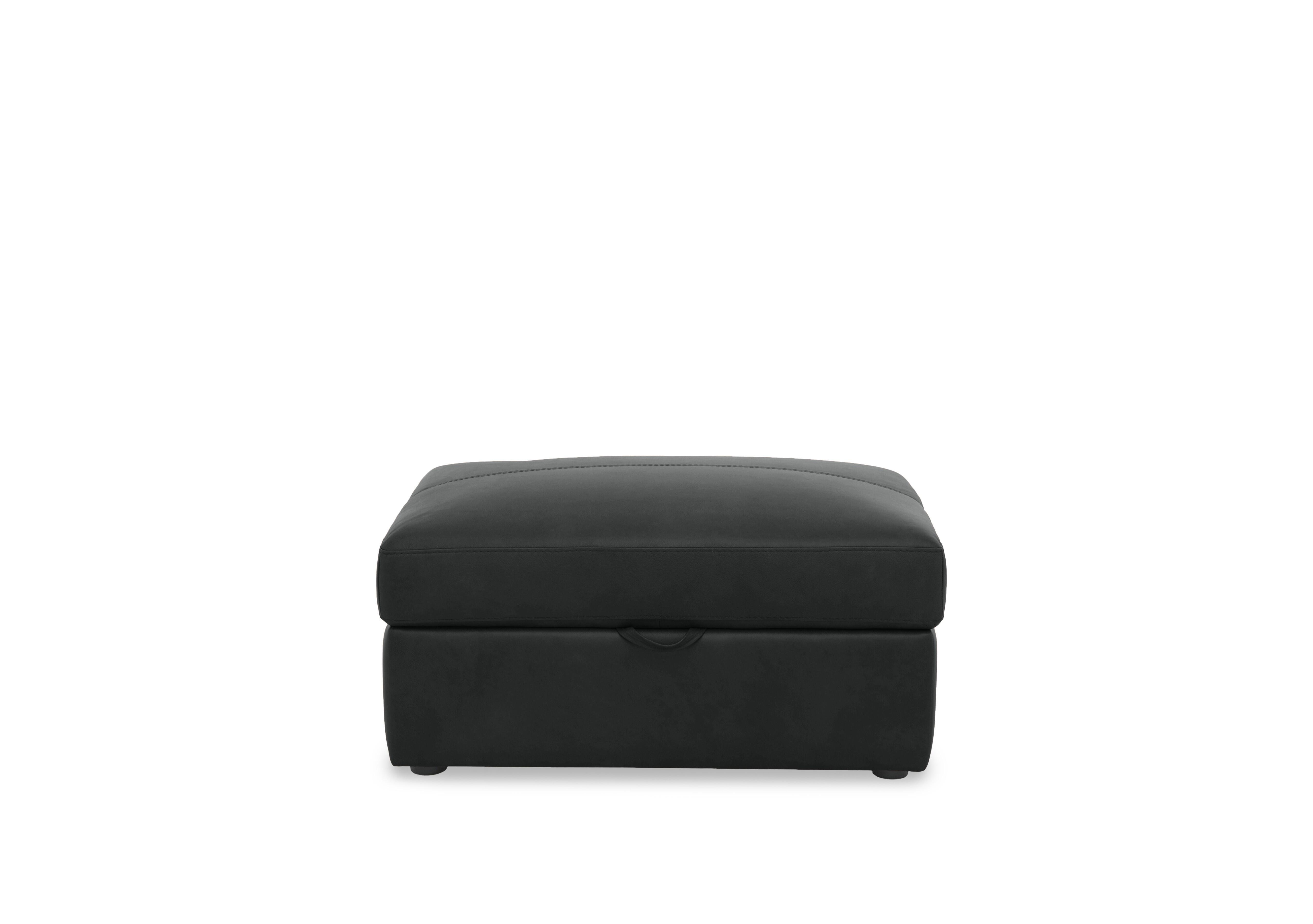 Viali Leather Storage Footstool in Tatto Black 4381 on Furniture Village