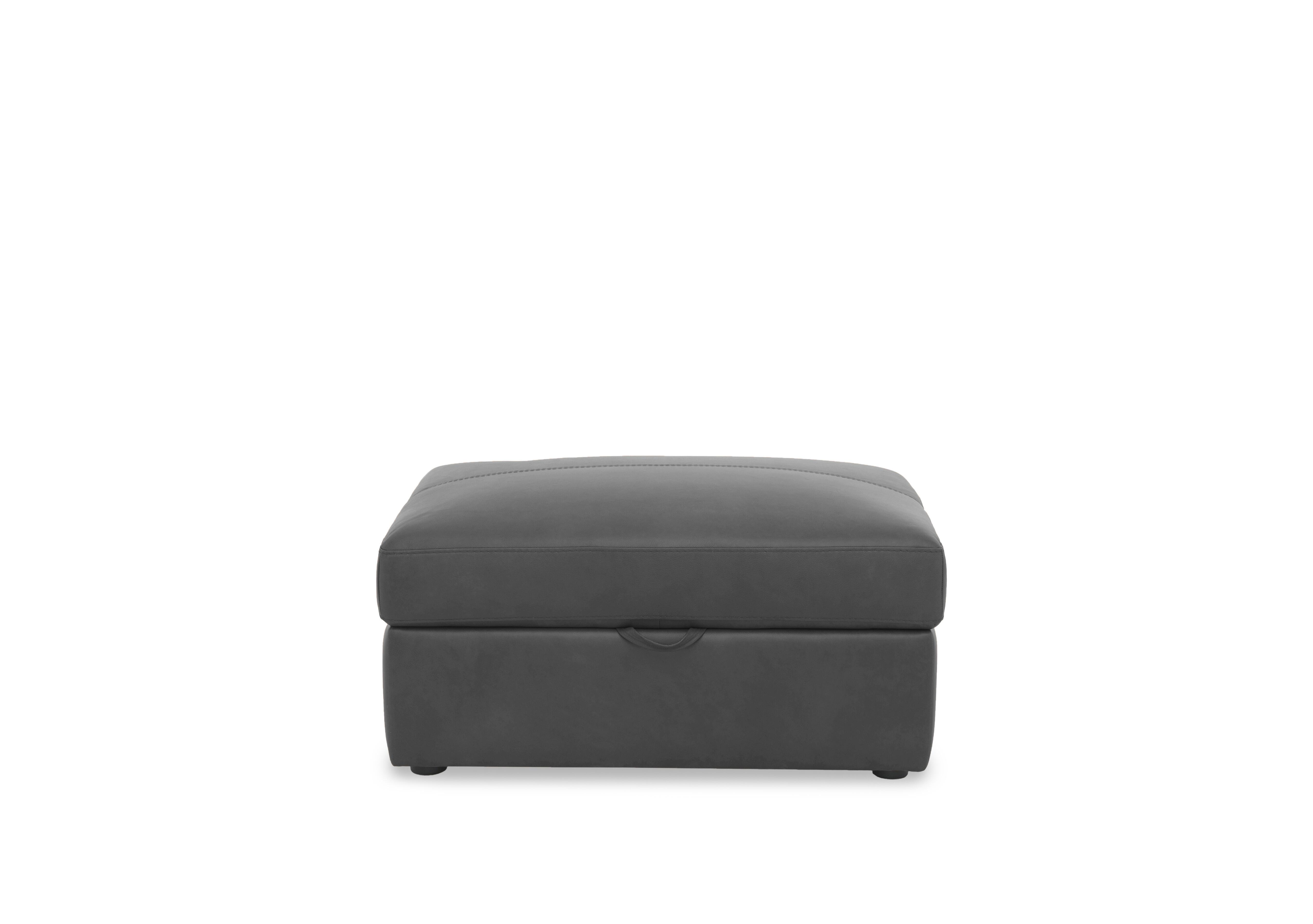 Viali Leather Storage Footstool in Tatto Dark Grey 4382 on Furniture Village