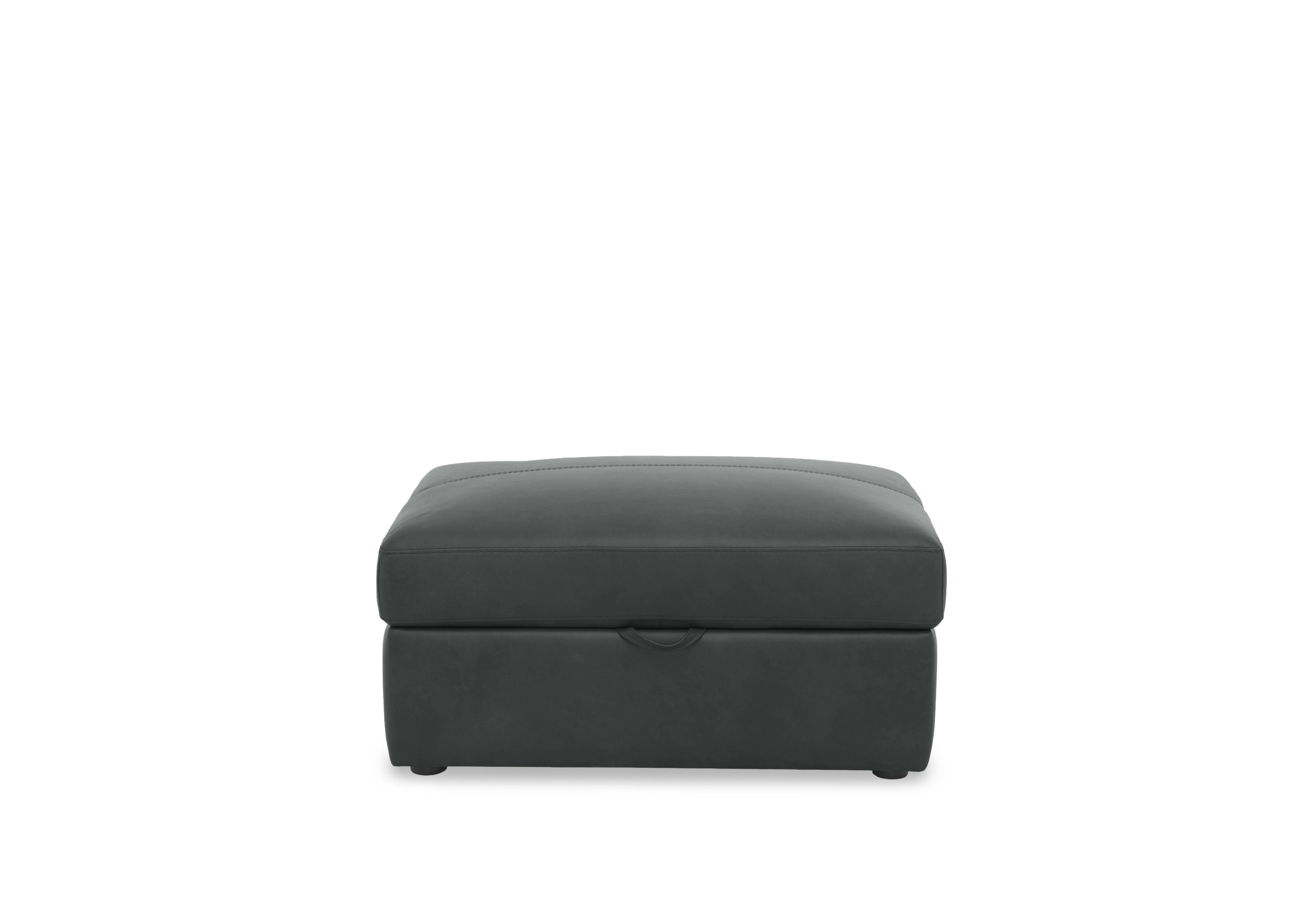 Viali Leather Storage Footstool in Tatto Grey 4370 on Furniture Village