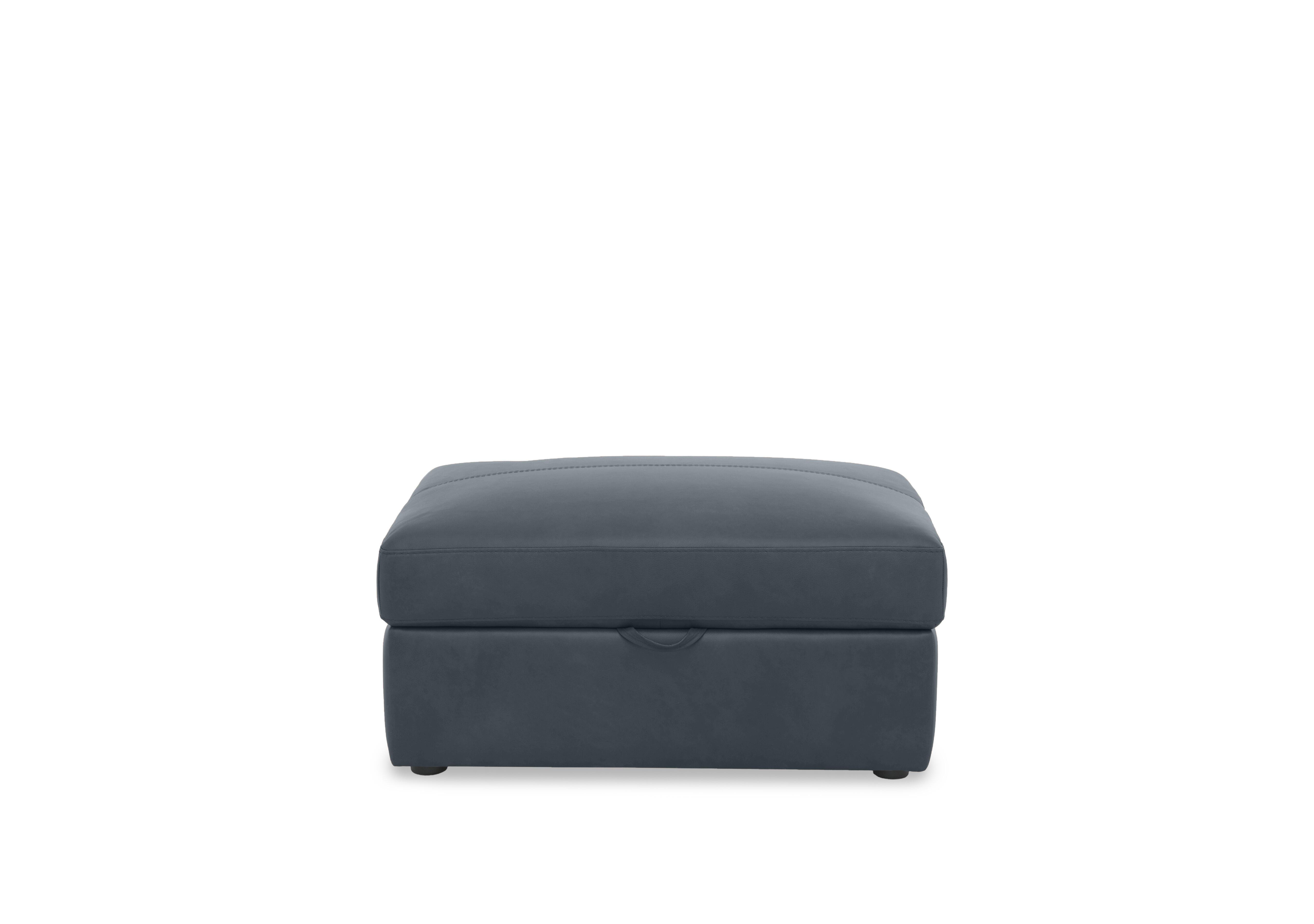 Viali Leather Storage Footstool in Tatto Navy 4371 on Furniture Village