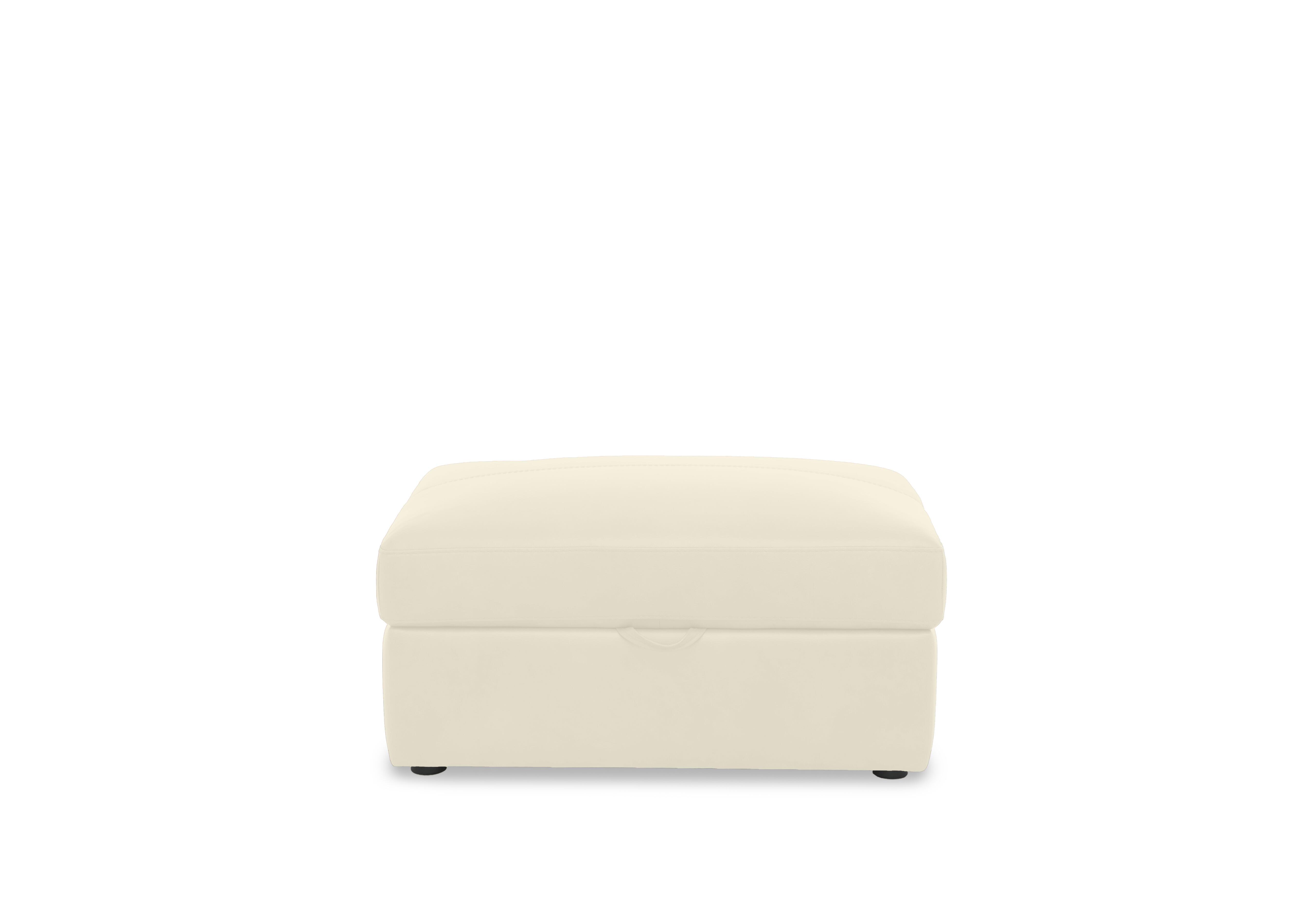 Viali Leather Storage Footstool in Tatto Soul White 4379 on Furniture Village