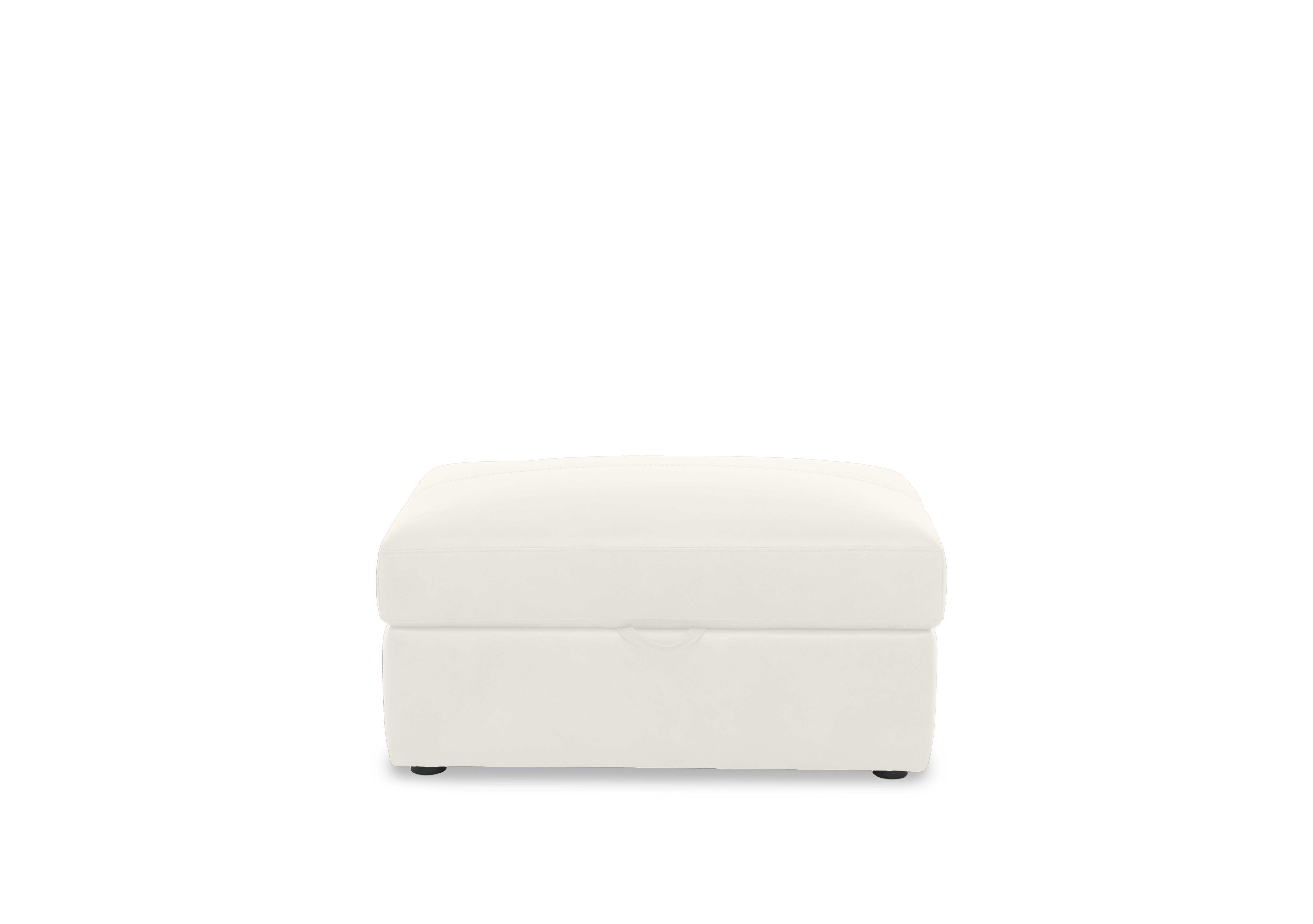 Viali Leather Storage Footstool in Tatto White 4378 on Furniture Village