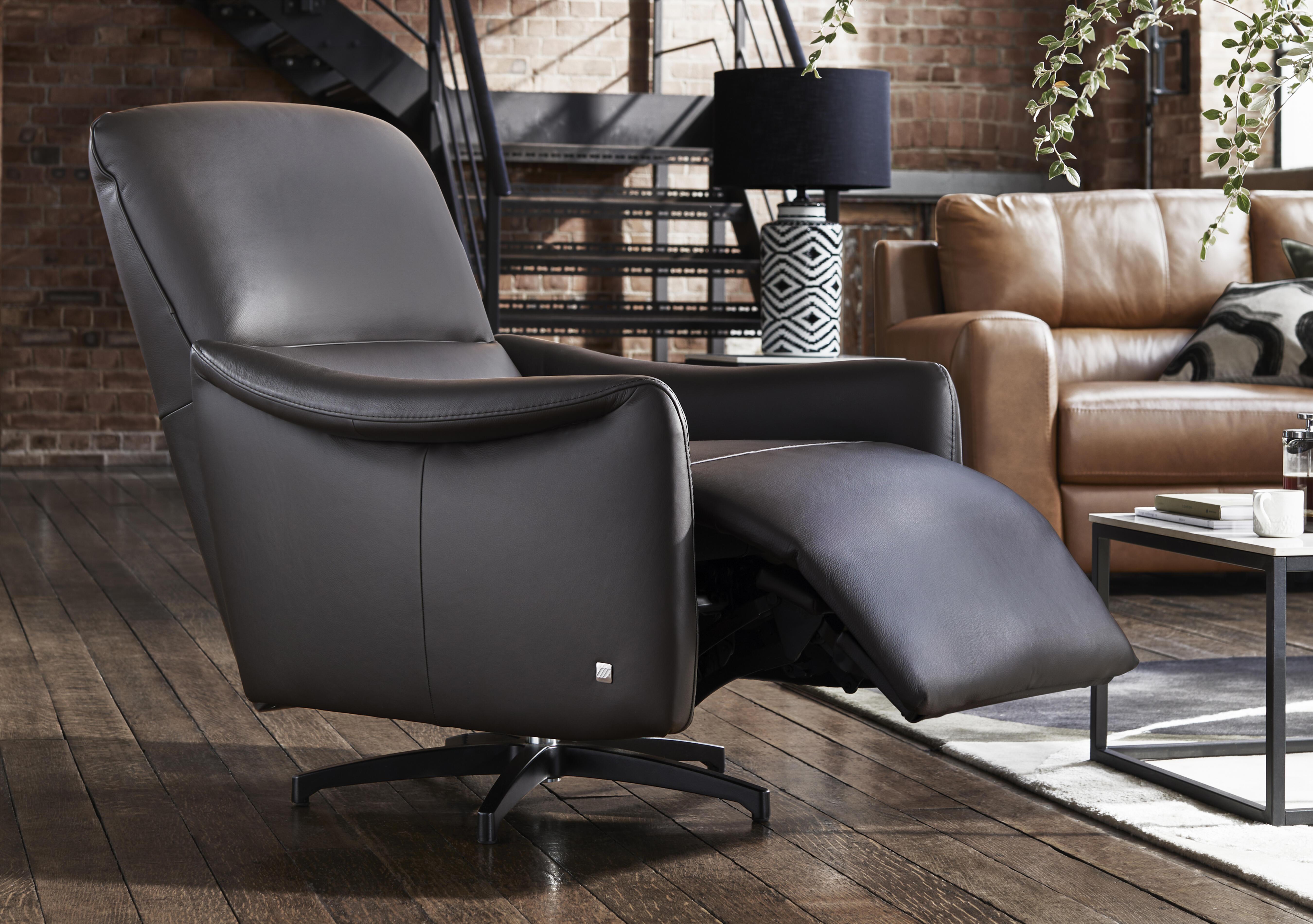 Viali Leather Swivel Chair in  on Furniture Village