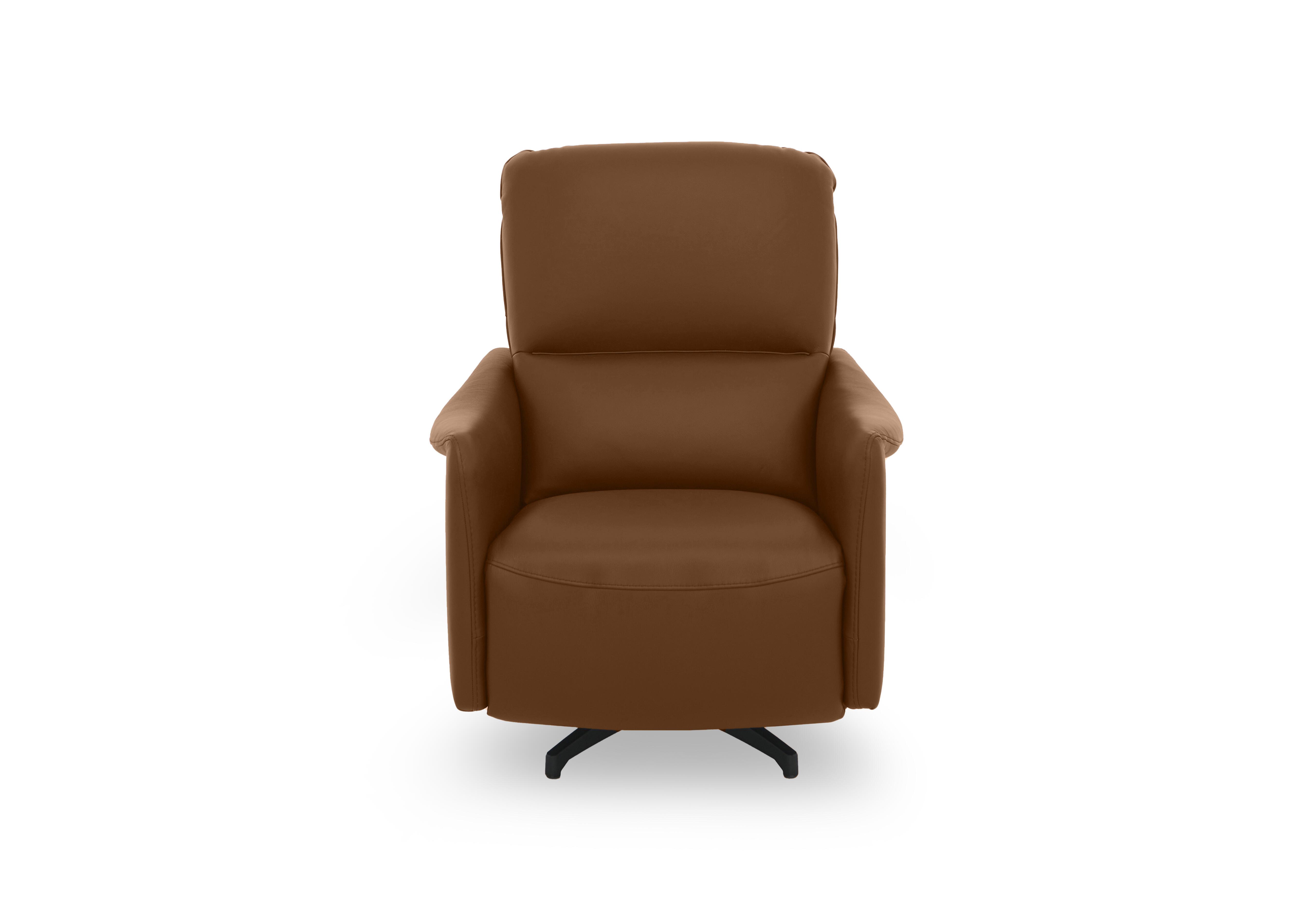 Viali Leather Swivel Chair in Cometa Bark 2877 on Furniture Village