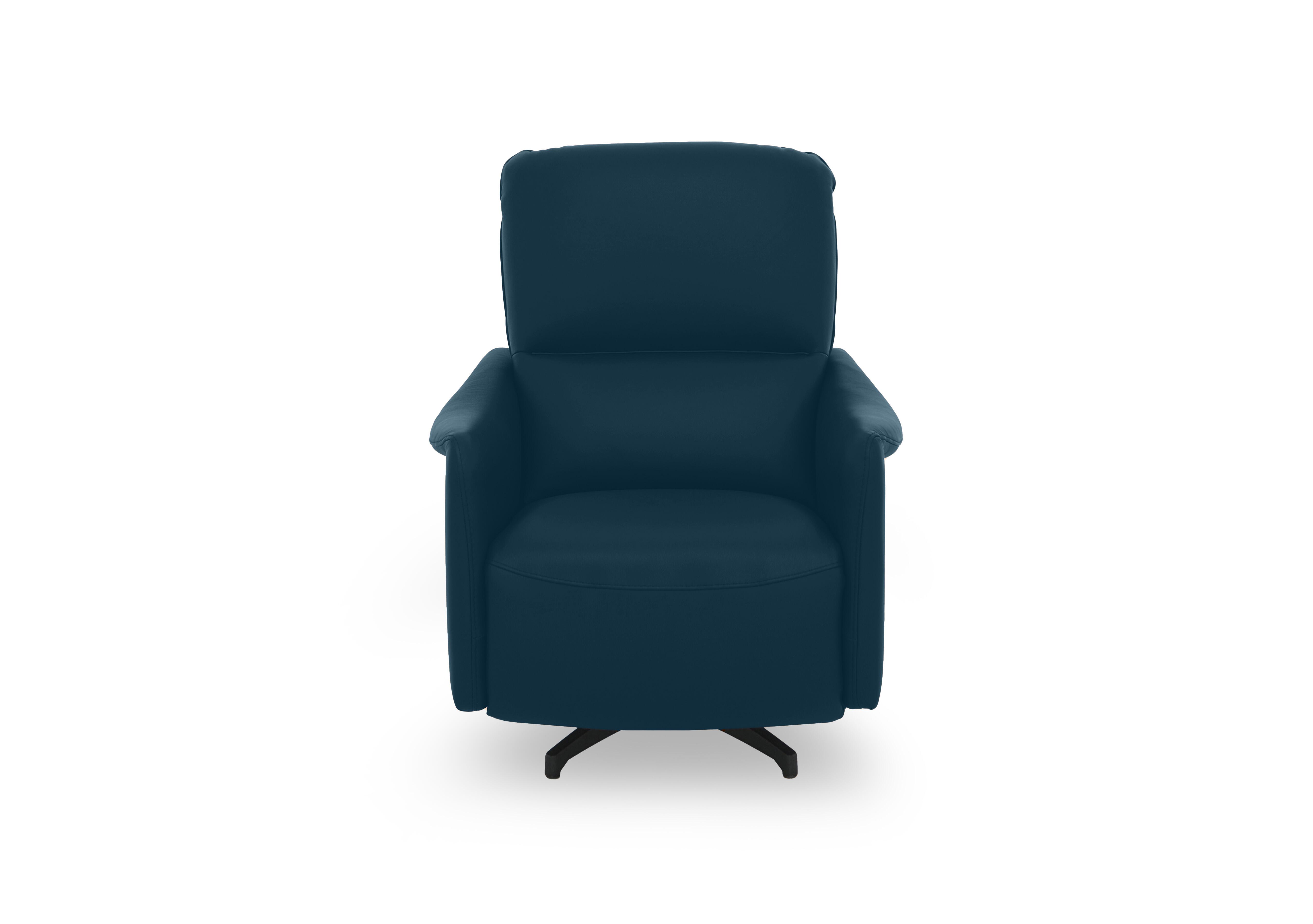 Viali Leather Swivel Chair in Cometa Blu 2878 on Furniture Village
