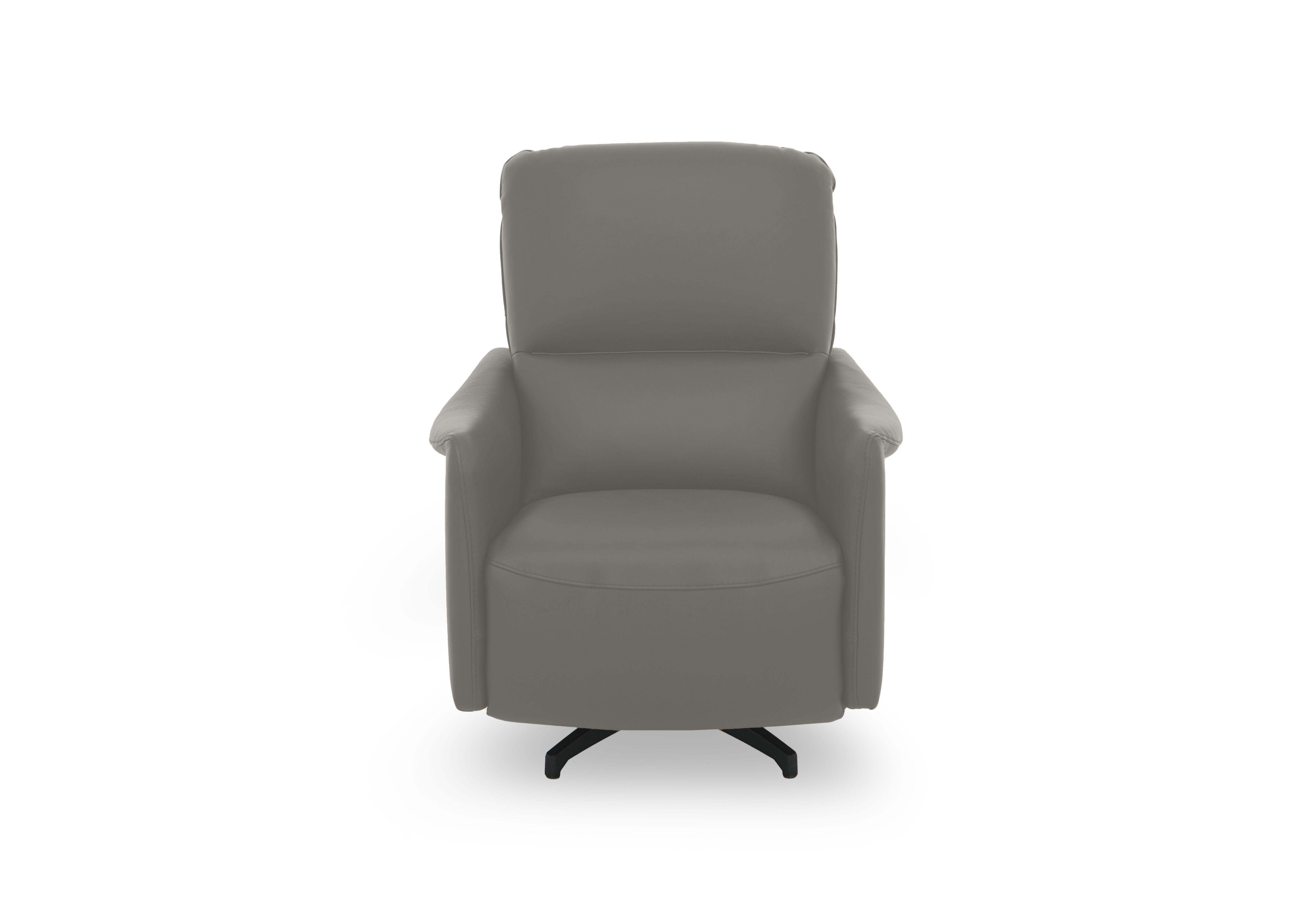 Viali Leather Swivel Chair in Cometa Grey Stone 2876 on Furniture Village