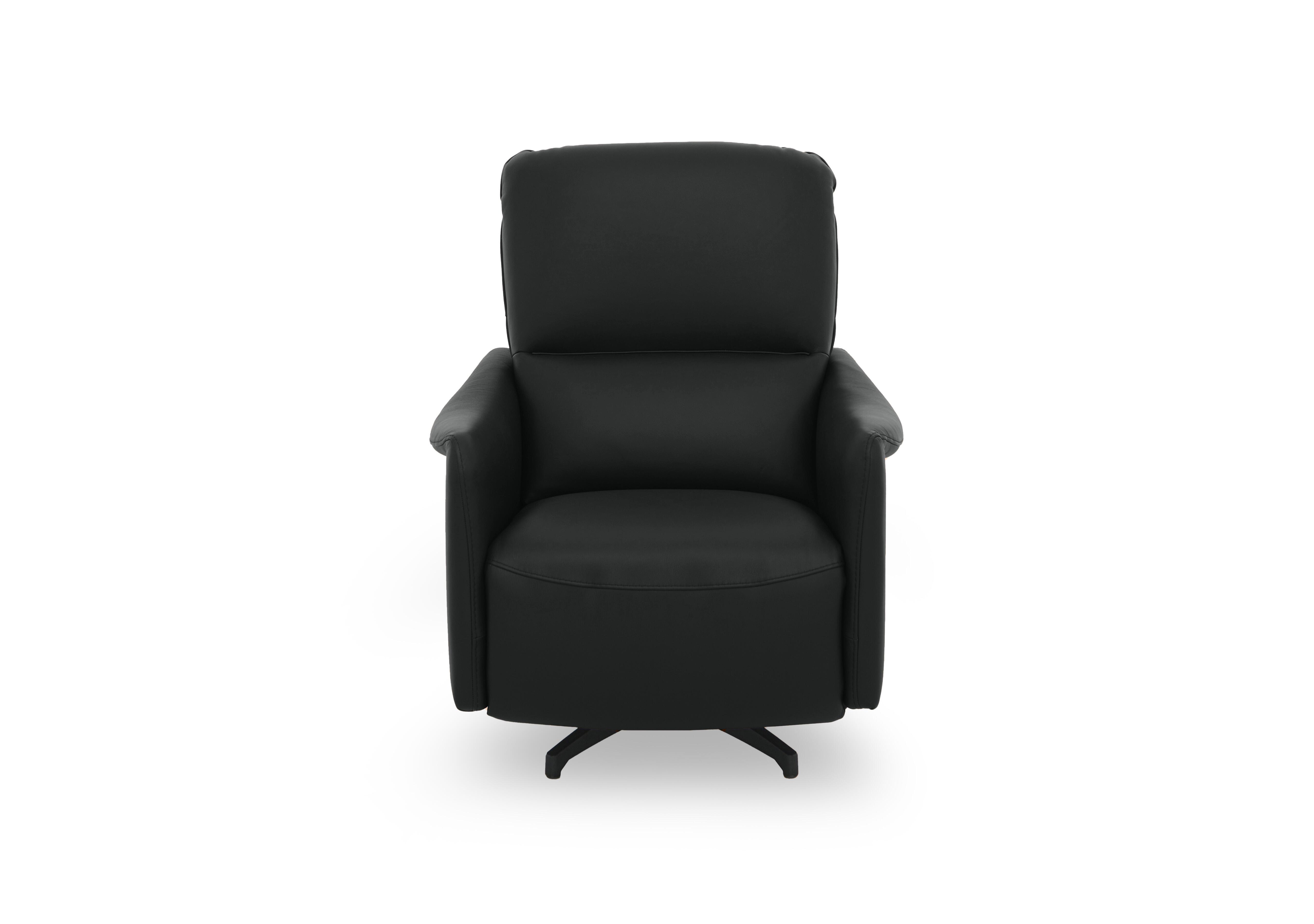 Viali Leather Swivel Chair in Tatto Black 4381 on Furniture Village