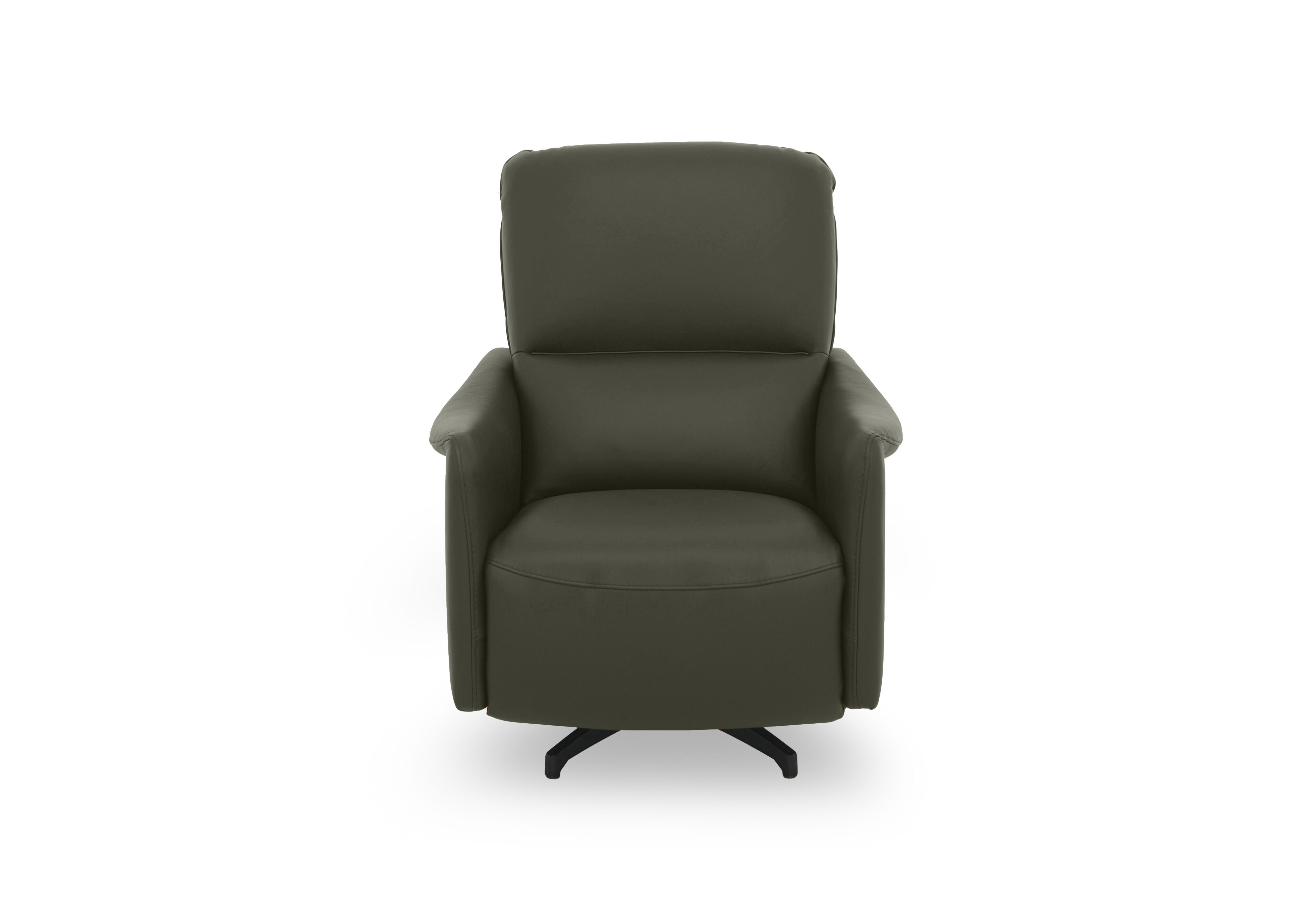 Viali Leather Swivel Chair in Tatto Olive 4372 on Furniture Village