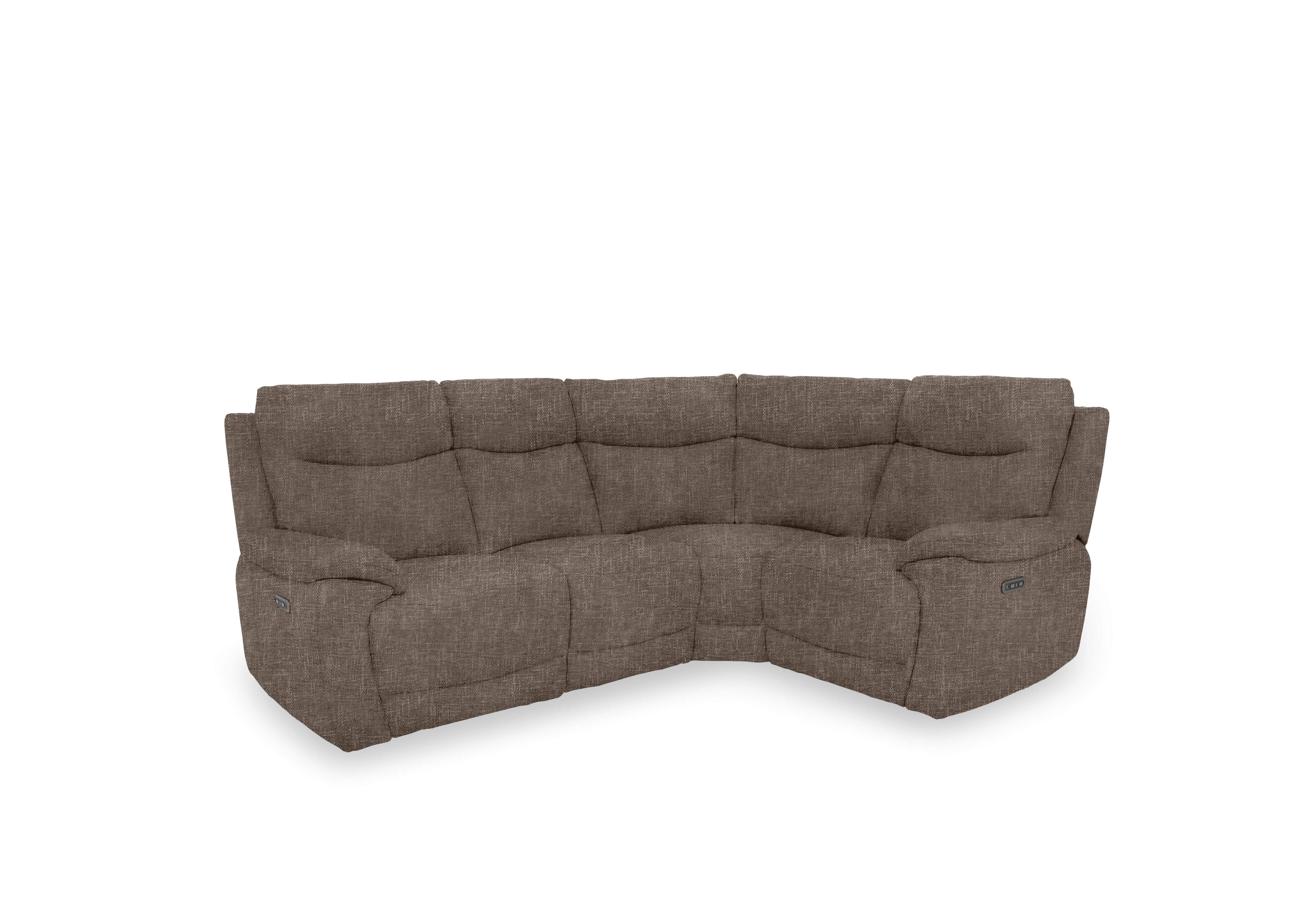 Sloane Fabric Small Power Recliner Corner Sofa with Power Headrests in 15445 Anivia Brown on Furniture Village